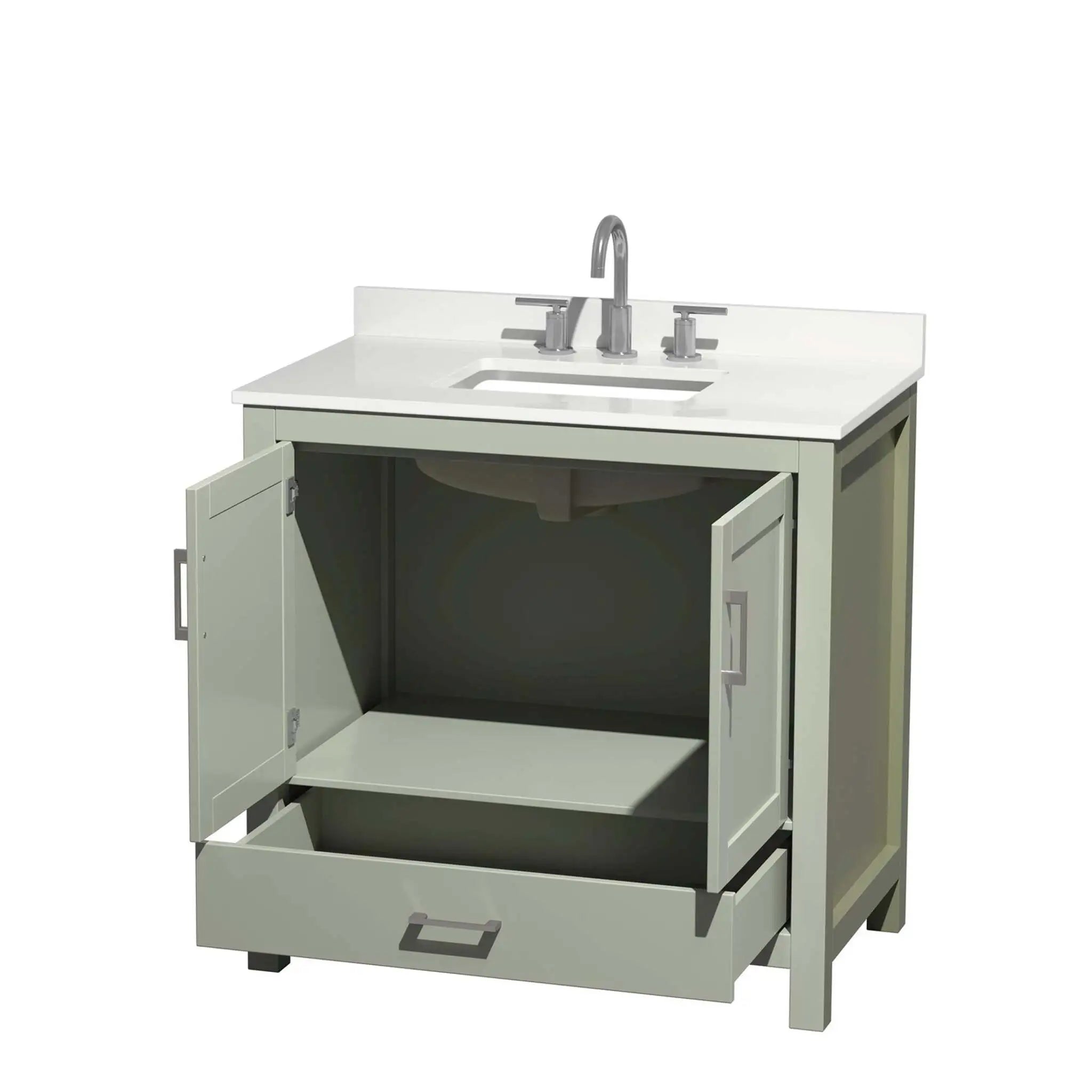 36" Sheffield 36 inch Single Bathroom Vanity in Light Green with Brushed Nickel Trim by Wyndham