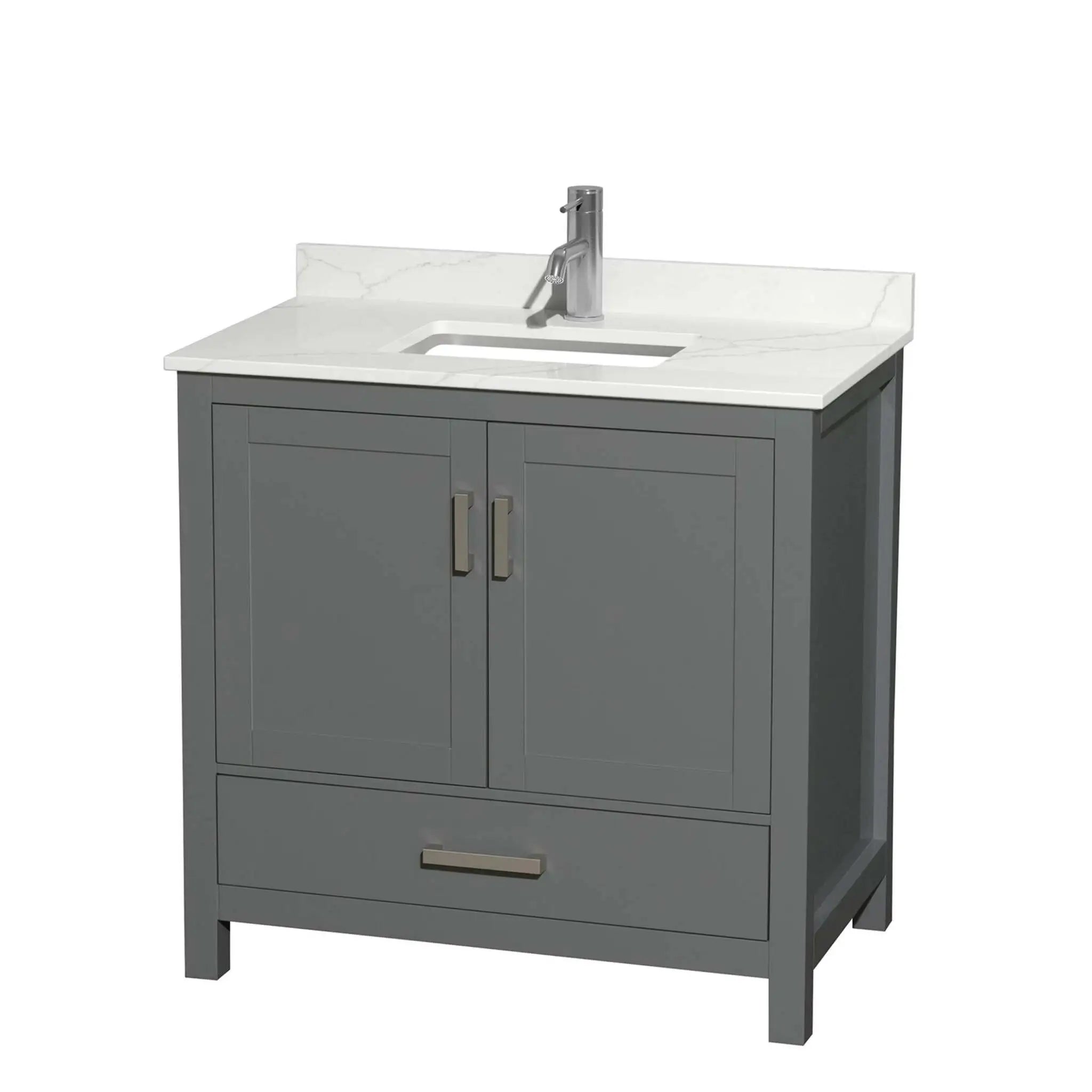 36" Sheffield Single Bathroom Vanity in Dark Gray with Brushed Chrome Trim by Wyndham