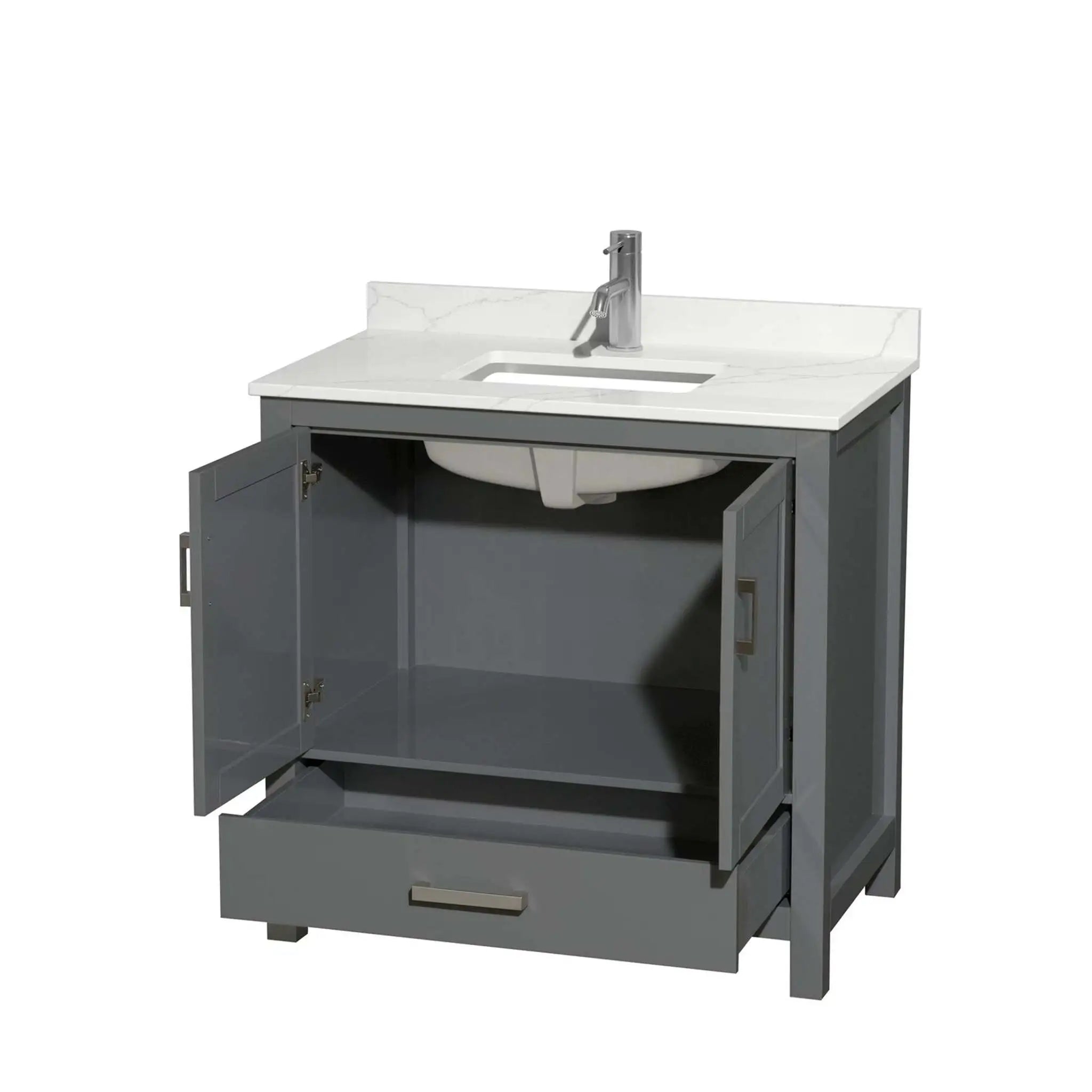 36" Sheffield Single Bathroom Vanity in Dark Gray with Brushed Chrome Trim by Wyndham