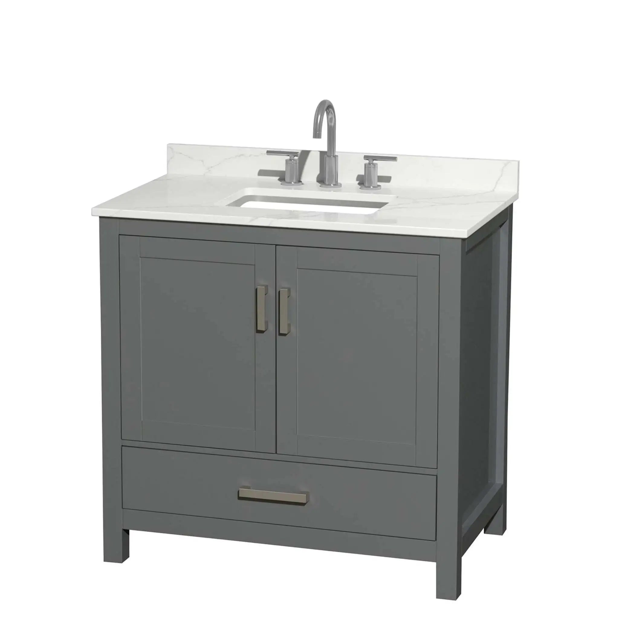 36" Sheffield Single Bathroom Vanity in Dark Gray with Brushed Chrome Trim by Wyndham