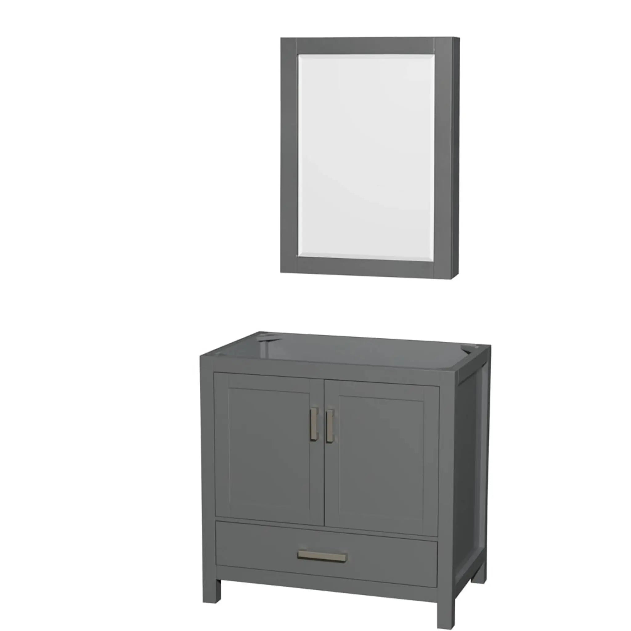36" Sheffield Single Bathroom Vanity in Dark Gray with Brushed Chrome Trim & Medicine Cabinet by Wyndham