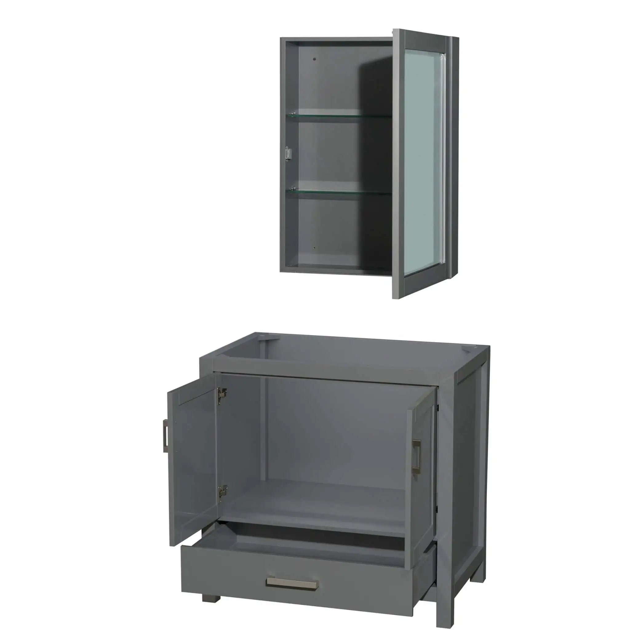 36" Sheffield Single Bathroom Vanity in Dark Gray with Brushed Chrome Trim & Medicine Cabinet by Wyndham