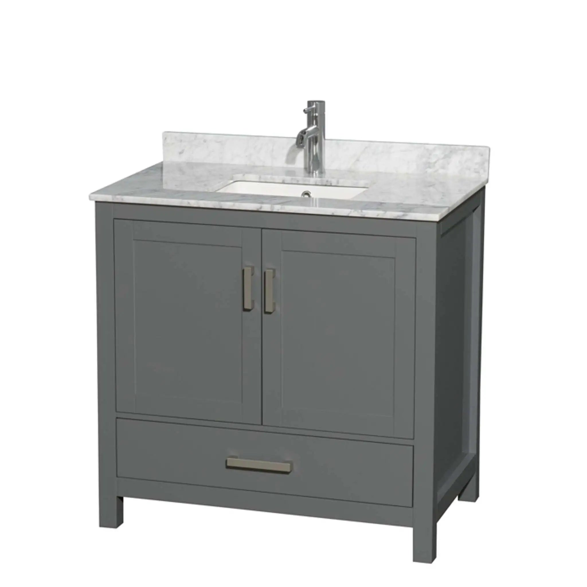 36" Sheffield Single Bathroom Vanity in Dark Gray with Brushed Chrome Trim by Wyndham
