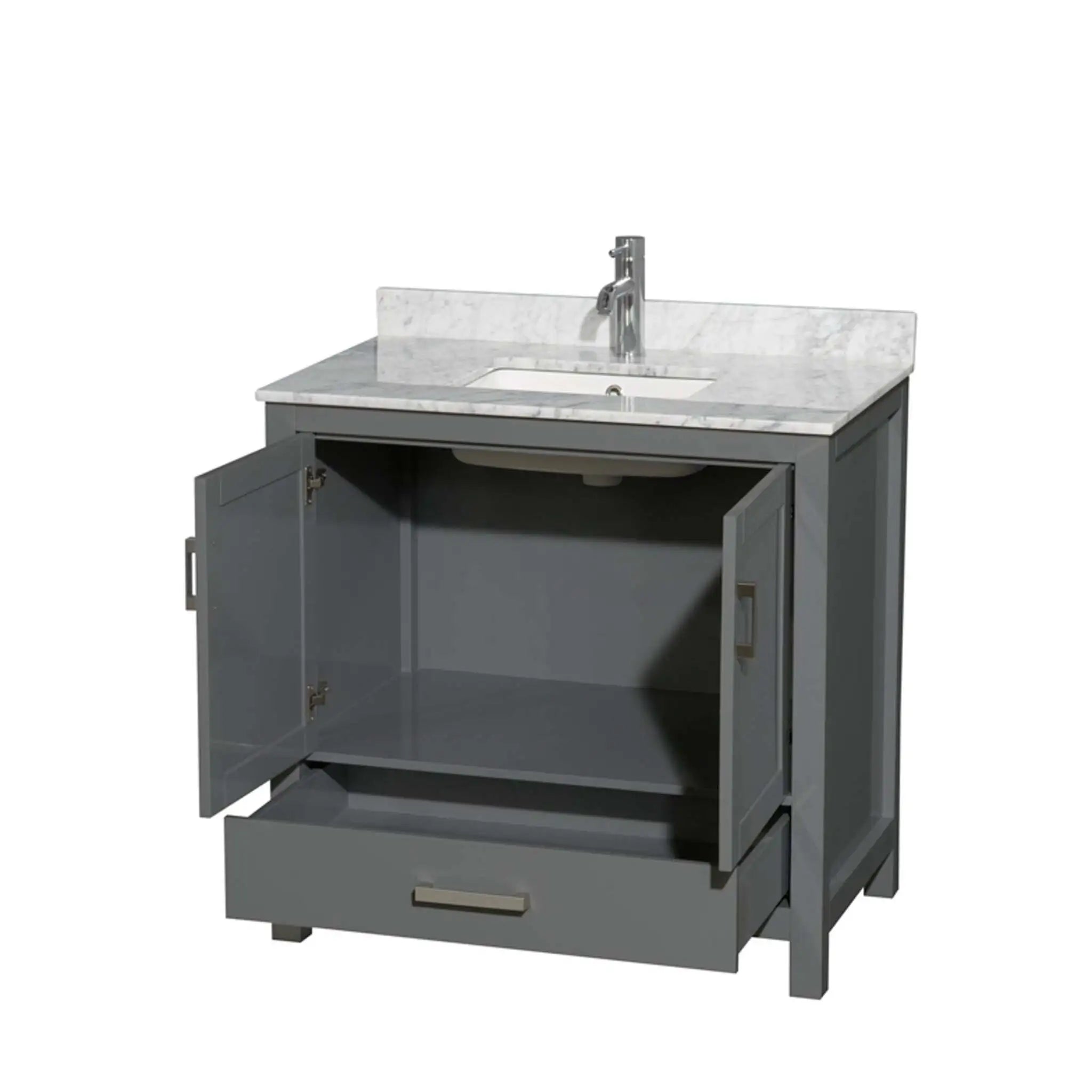 36" Sheffield Single Bathroom Vanity in Dark Gray with Brushed Chrome Trim by Wyndham