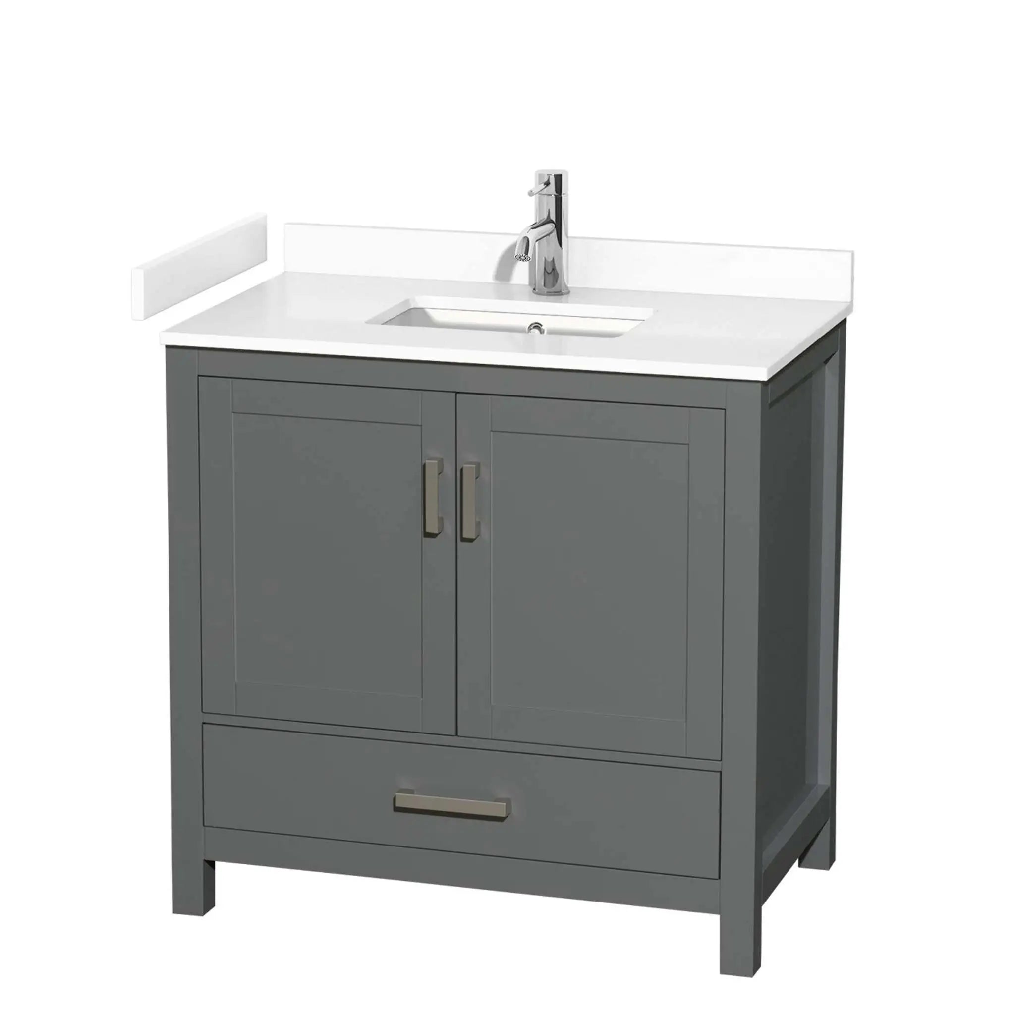 36" Sheffield Single Bathroom Vanity in Dark Gray with Brushed Chrome Trim by Wyndham
