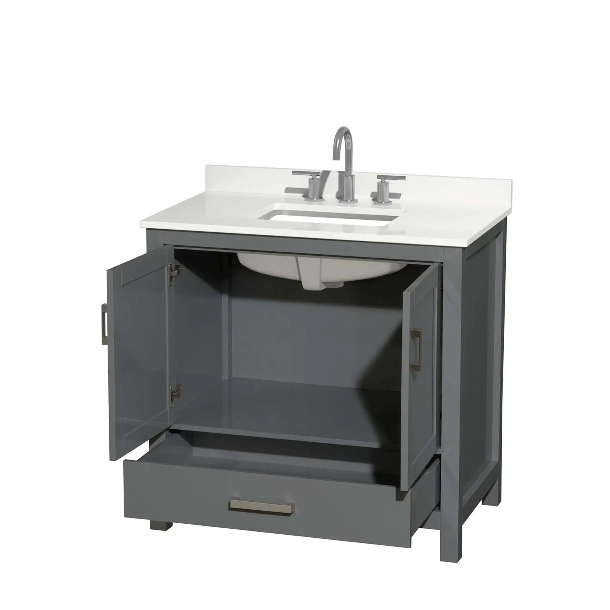 36" Sheffield Single Bathroom Vanity in Dark Gray with Brushed Chrome Trim by Wyndham