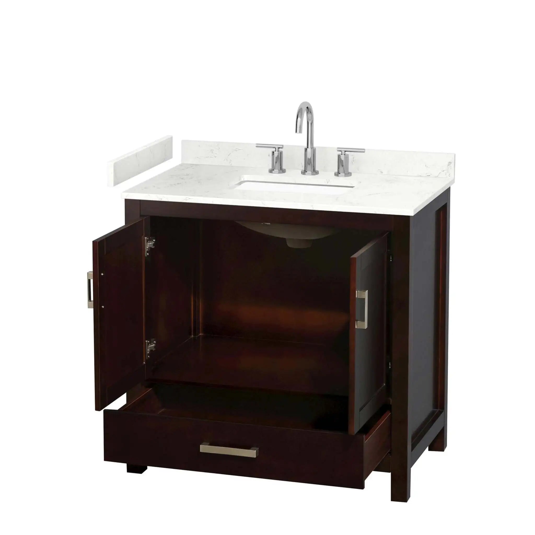 36" Sheffield Single Bathroom Vanity in Espresso with Brushed Chrome Trim by Wyndham