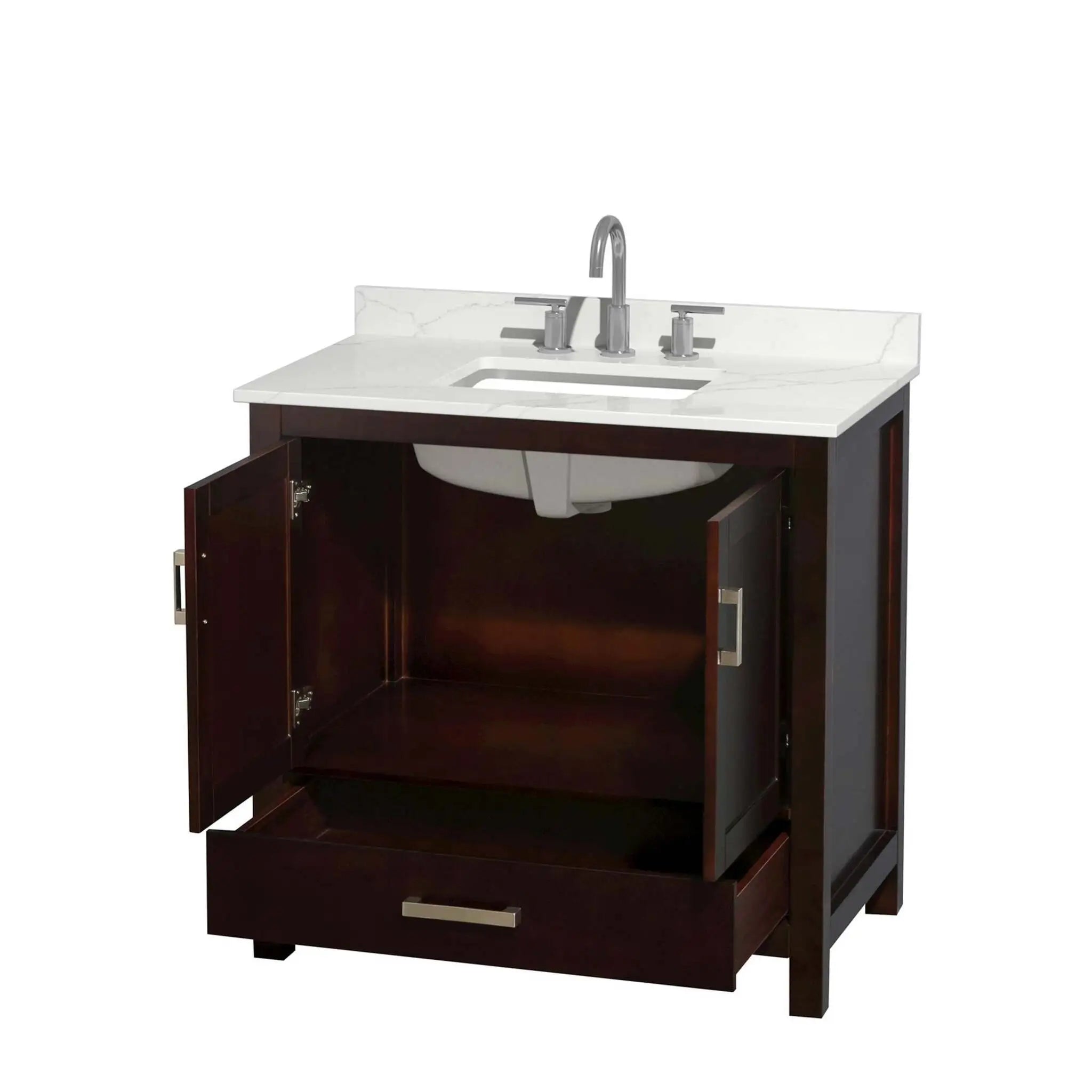 36" Sheffield Single Bathroom Vanity in Espresso with Brushed Chrome Trim by Wyndham