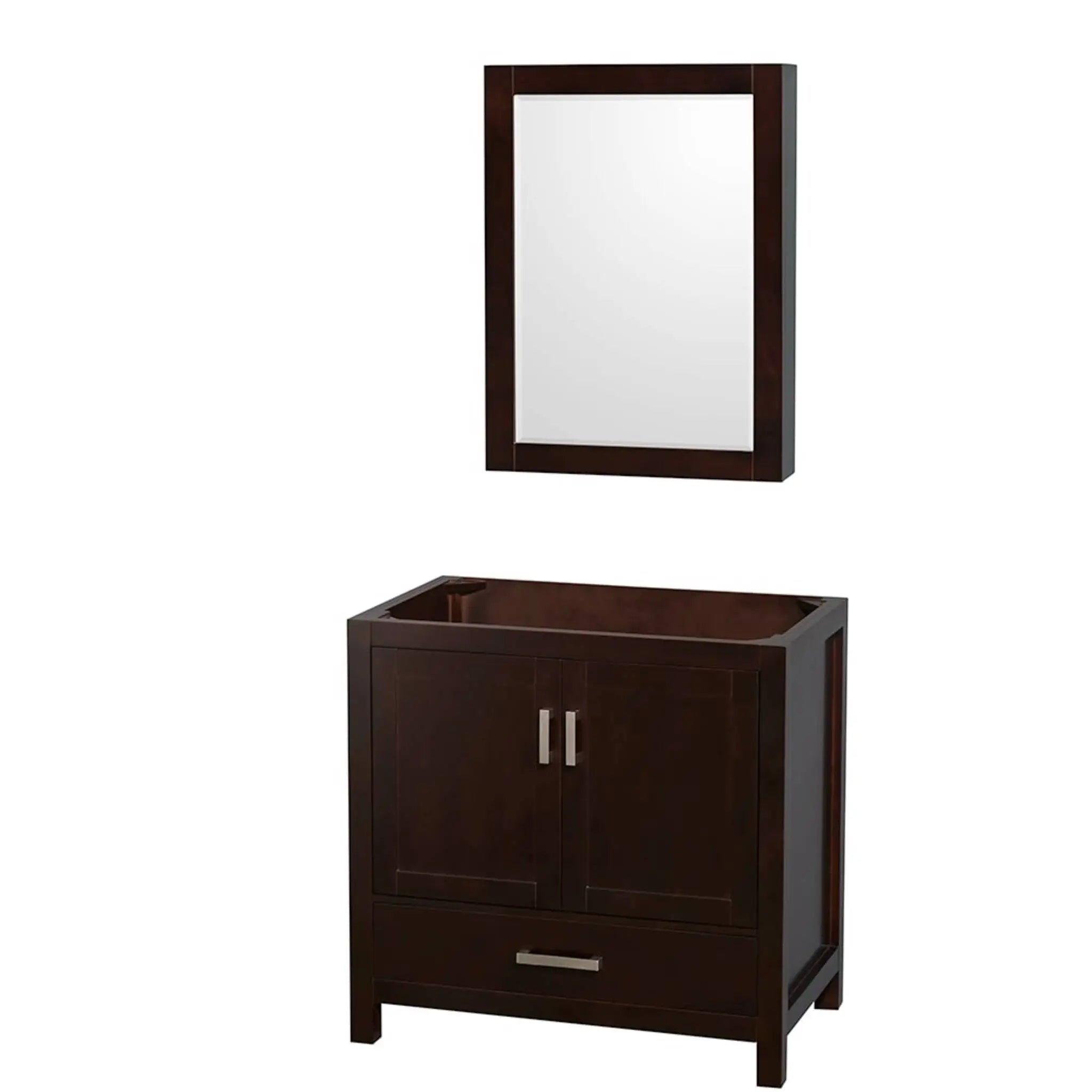 36" Sheffield Single Bathroom Vanity in Espresso with Brushed Chrome Trim & Medicine Cabinet by Wyndham