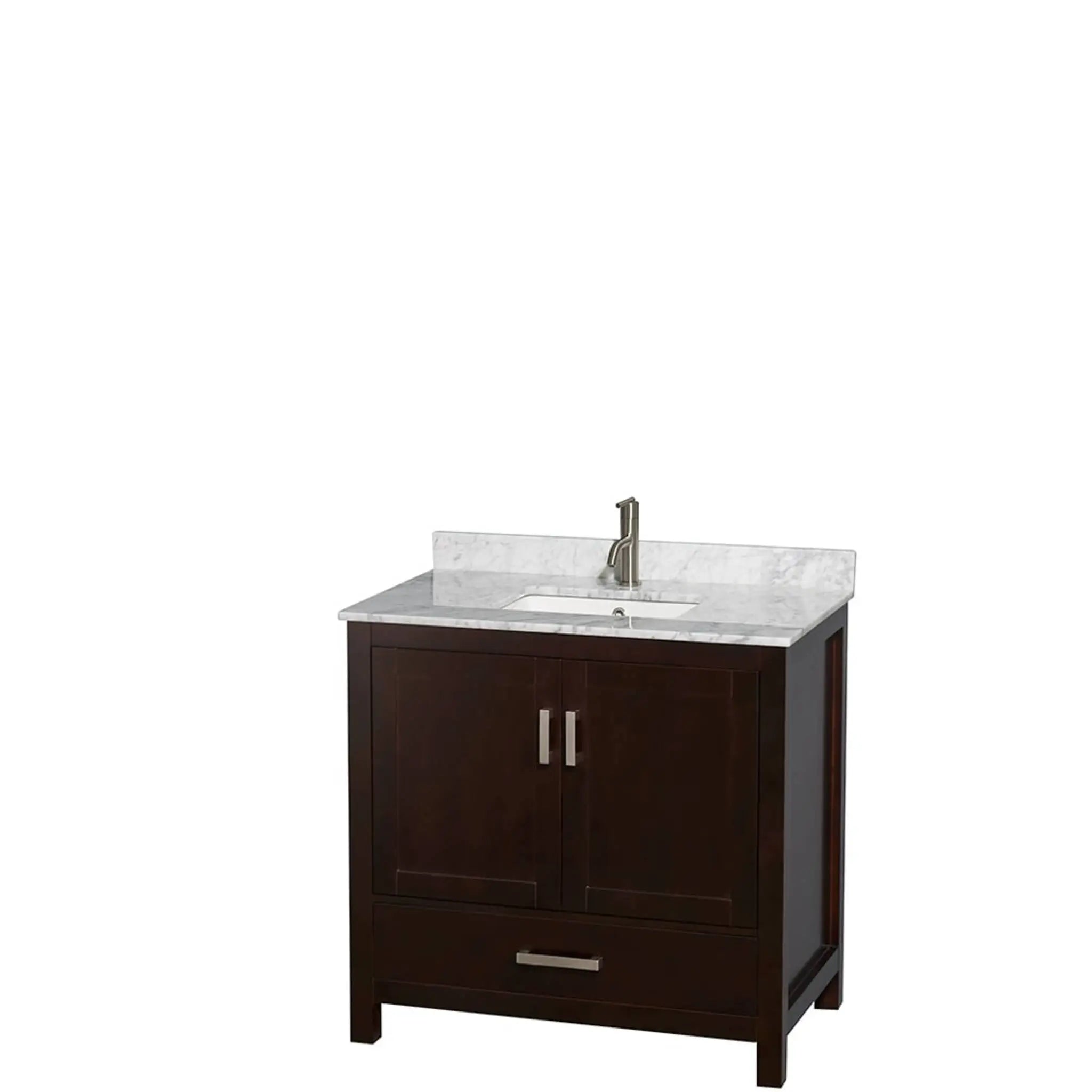 36" Sheffield Single Bathroom Vanity in Espresso with Brushed Chrome Trim & Medicine Cabinet by Wyndham