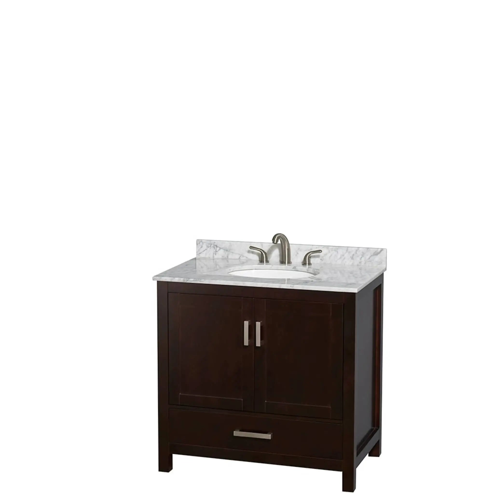 36" Sheffield Single Bathroom Vanity in Espresso with Brushed Chrome Trim & Medicine Cabinet by Wyndham