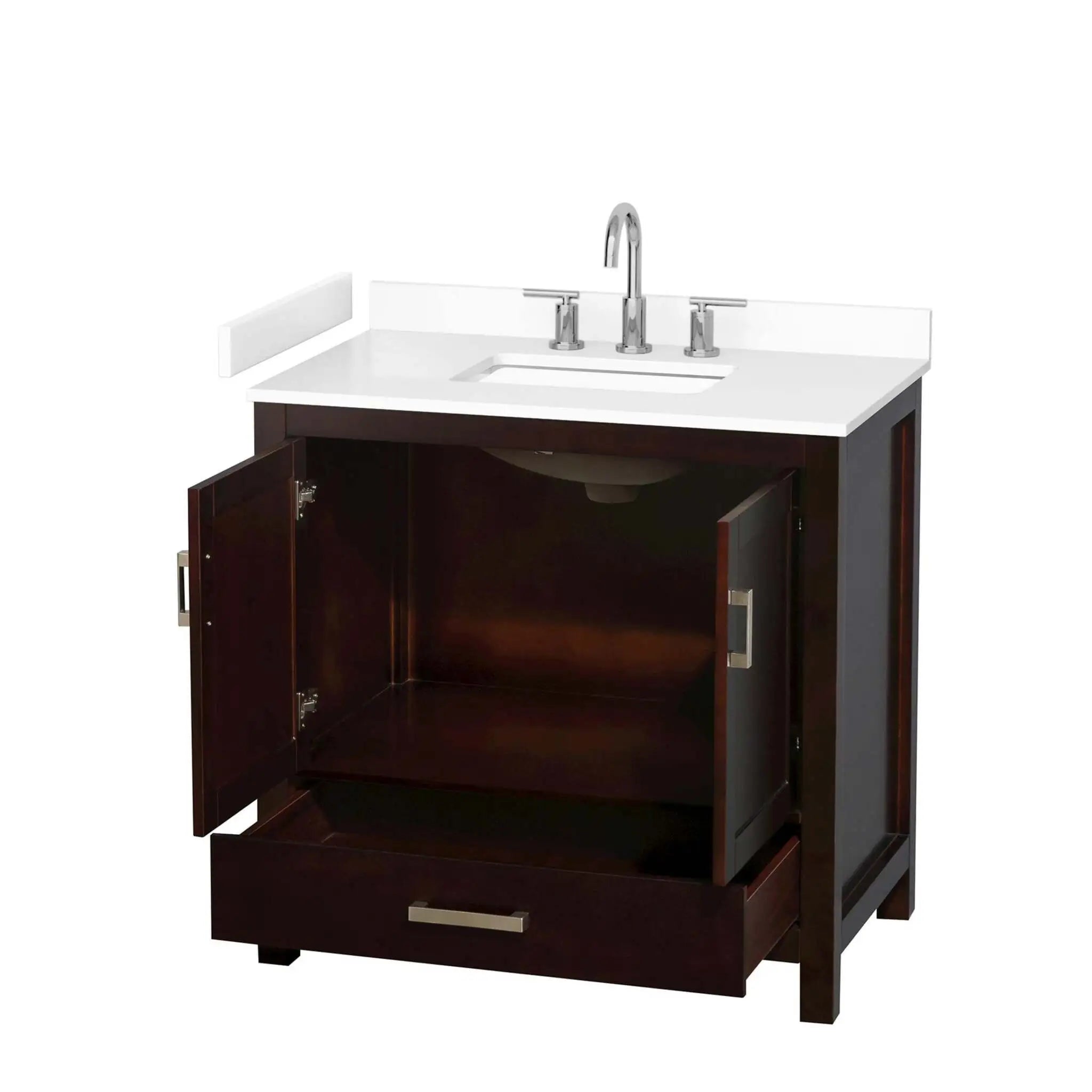 36" Sheffield Single Bathroom Vanity in Espresso with Brushed Chrome Trim by Wyndham