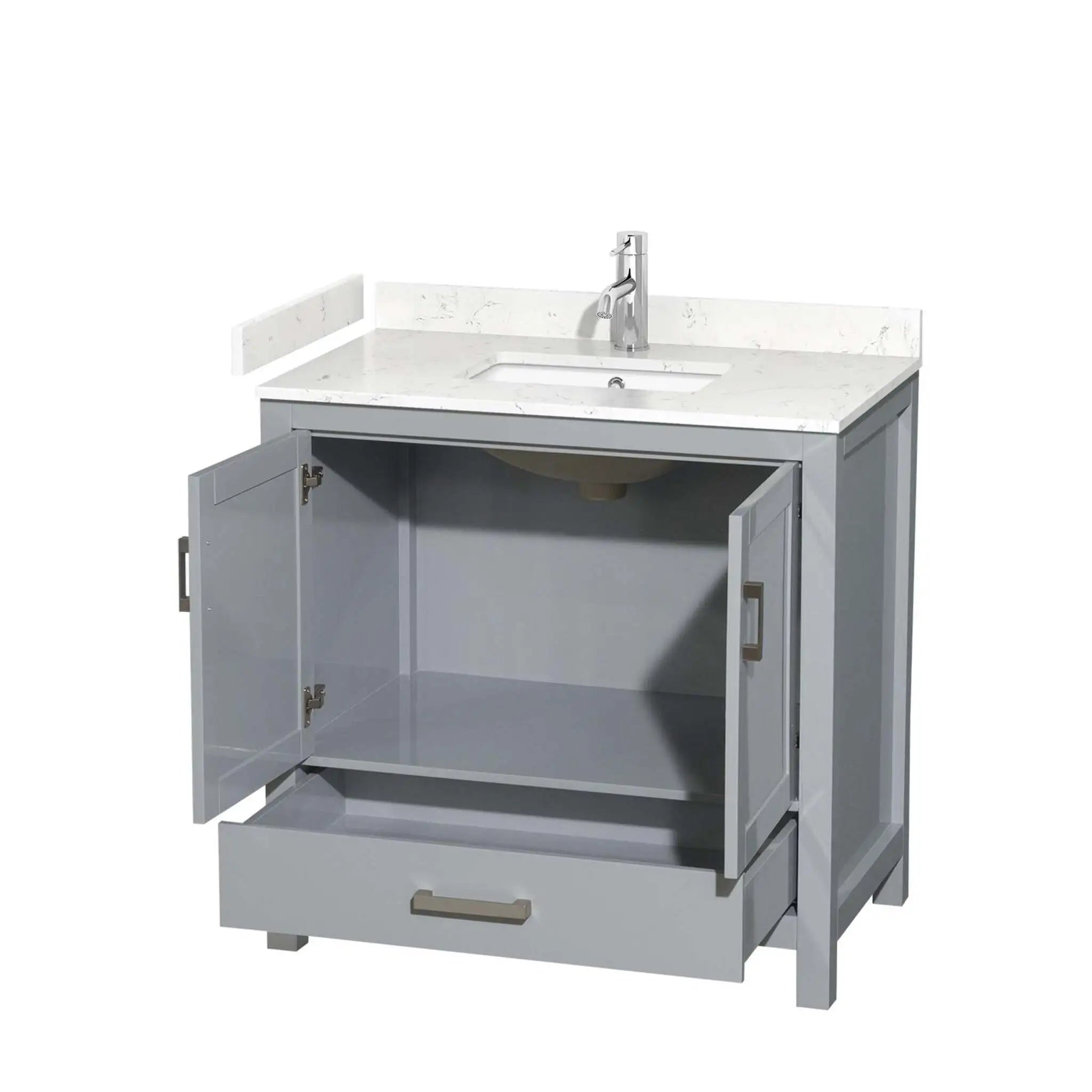36" Sheffield Single Bathroom Vanity in Gray with Brushed Chrome Trim by Wyndham