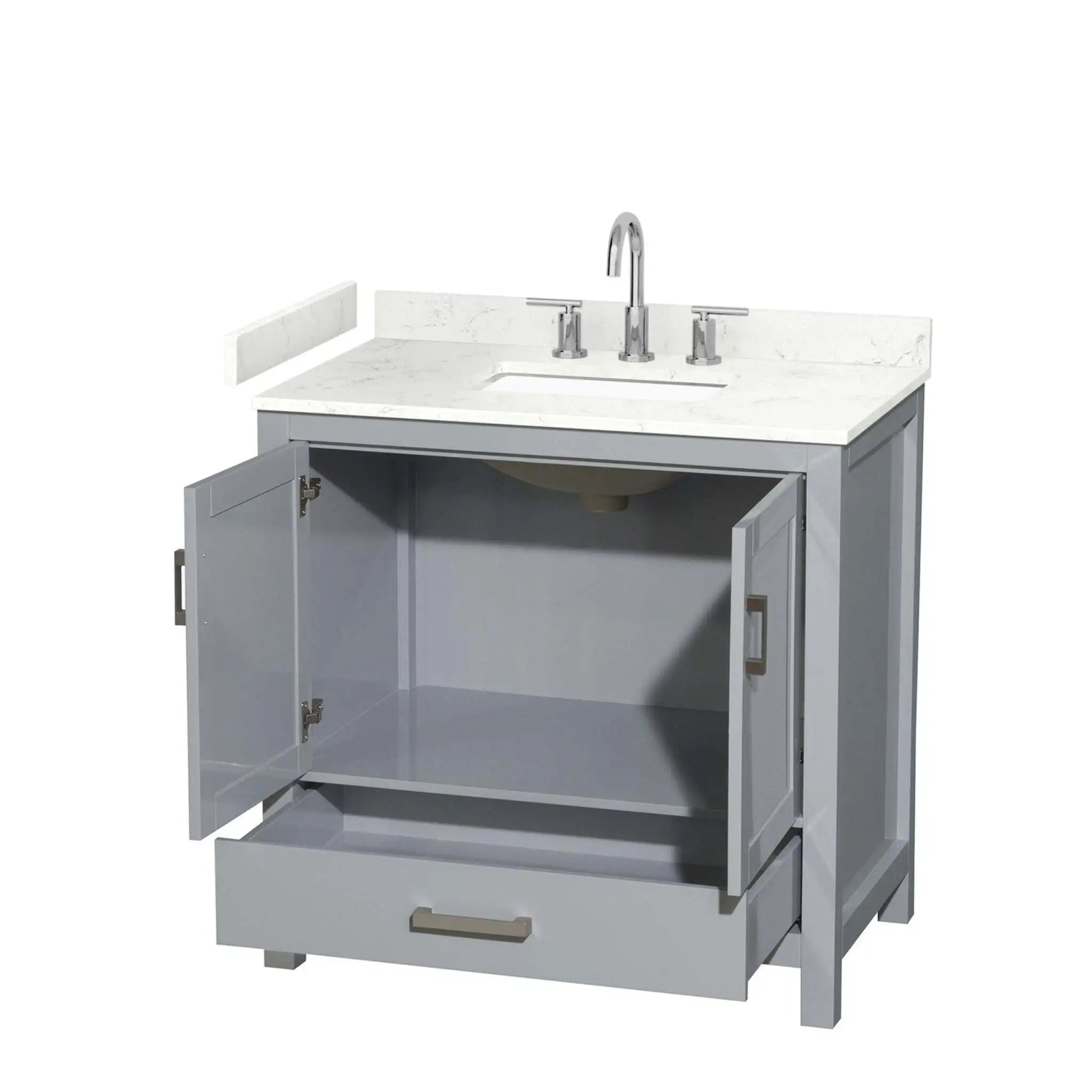 36" Sheffield Single Bathroom Vanity in Gray with Brushed Chrome Trim by Wyndham