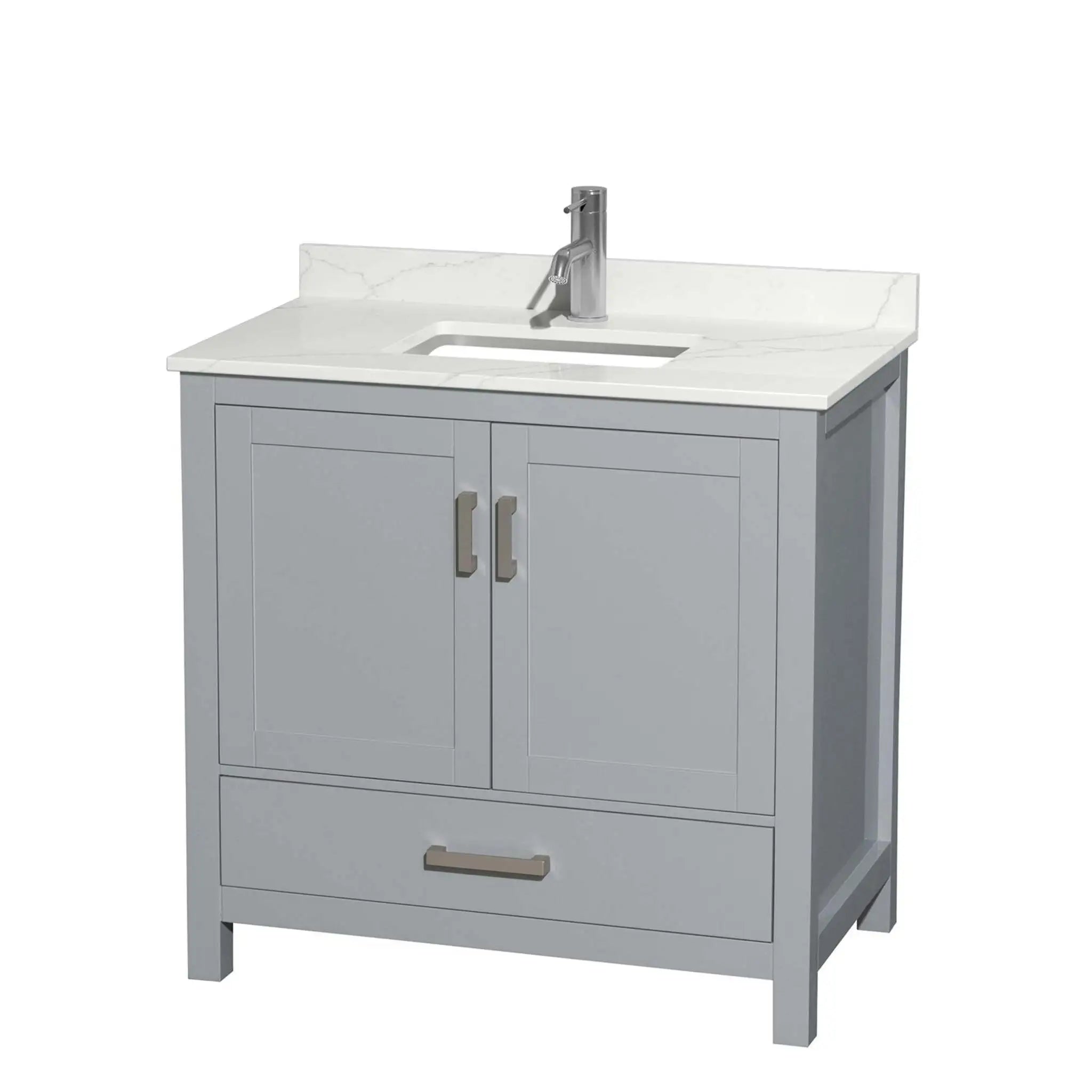 36" Sheffield Single Bathroom Vanity in Gray with Brushed Chrome Trim by Wyndham