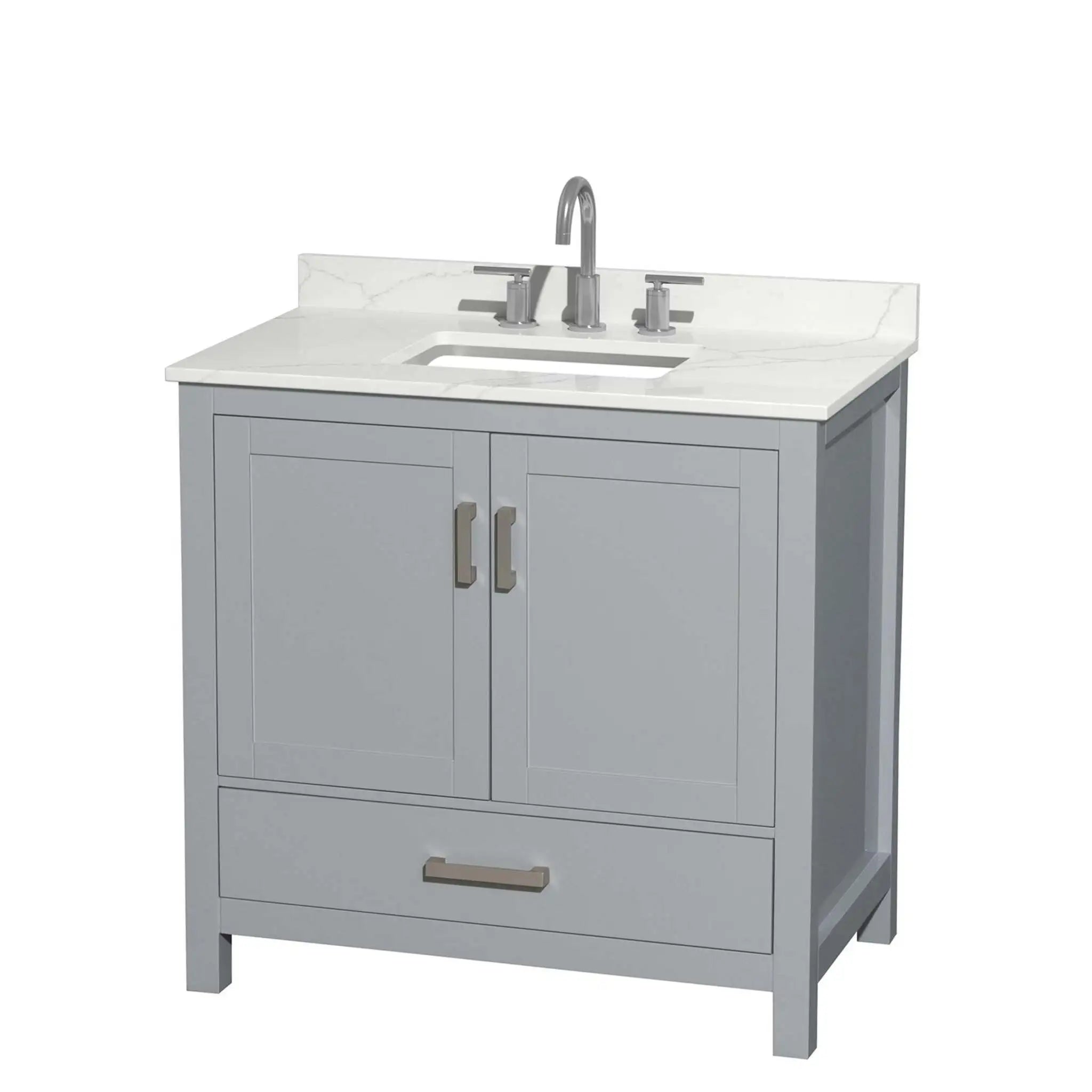 36" Sheffield Single Bathroom Vanity in Gray with Brushed Chrome Trim by Wyndham