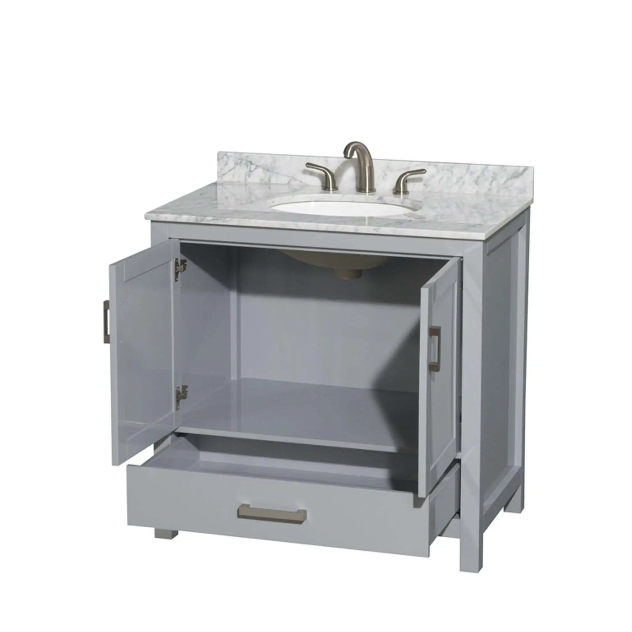 36" Sheffield Single Bathroom Vanity in Gray with Brushed Chrome Trim by Wyndham
