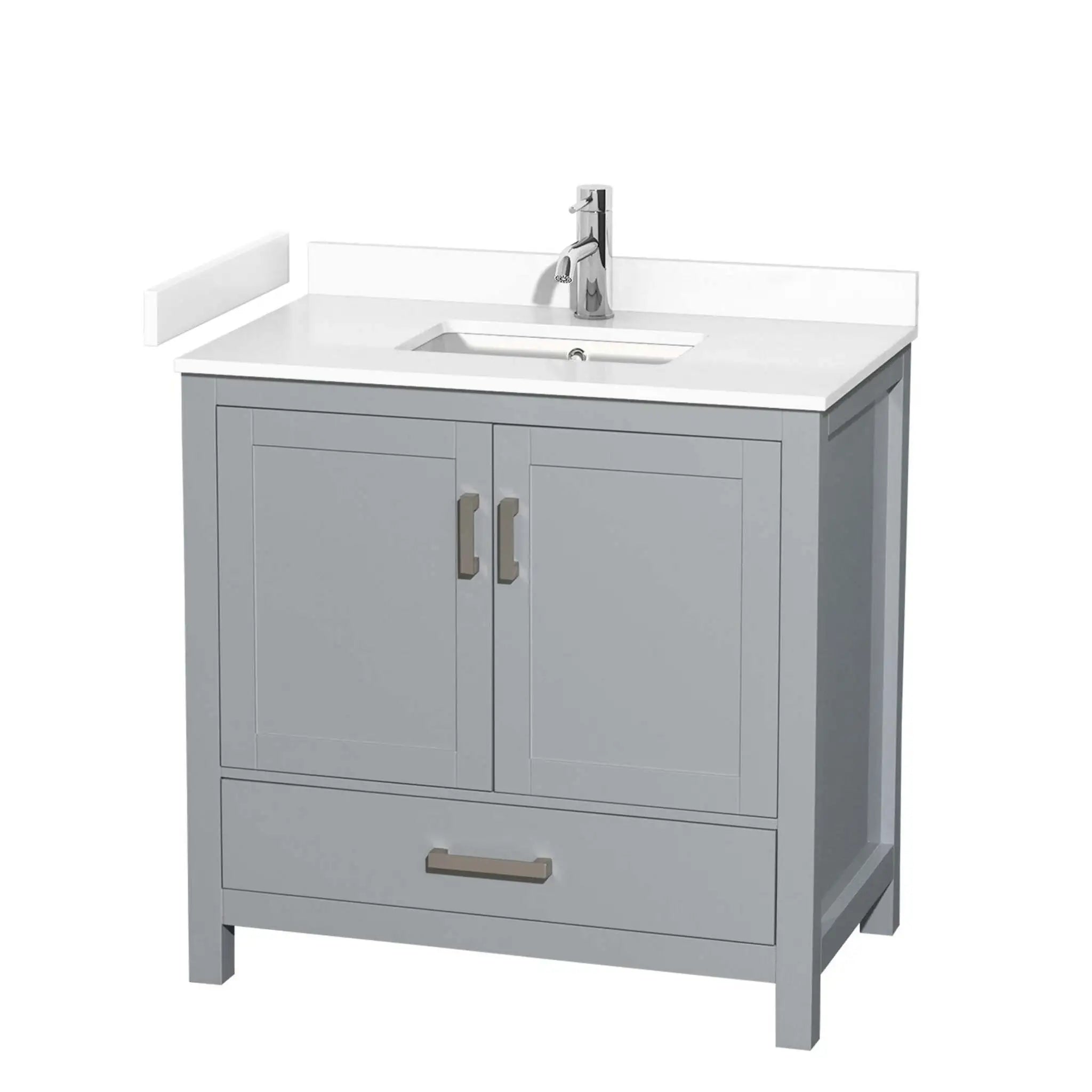 36" Sheffield Single Bathroom Vanity in Gray with Brushed Chrome Trim by Wyndham