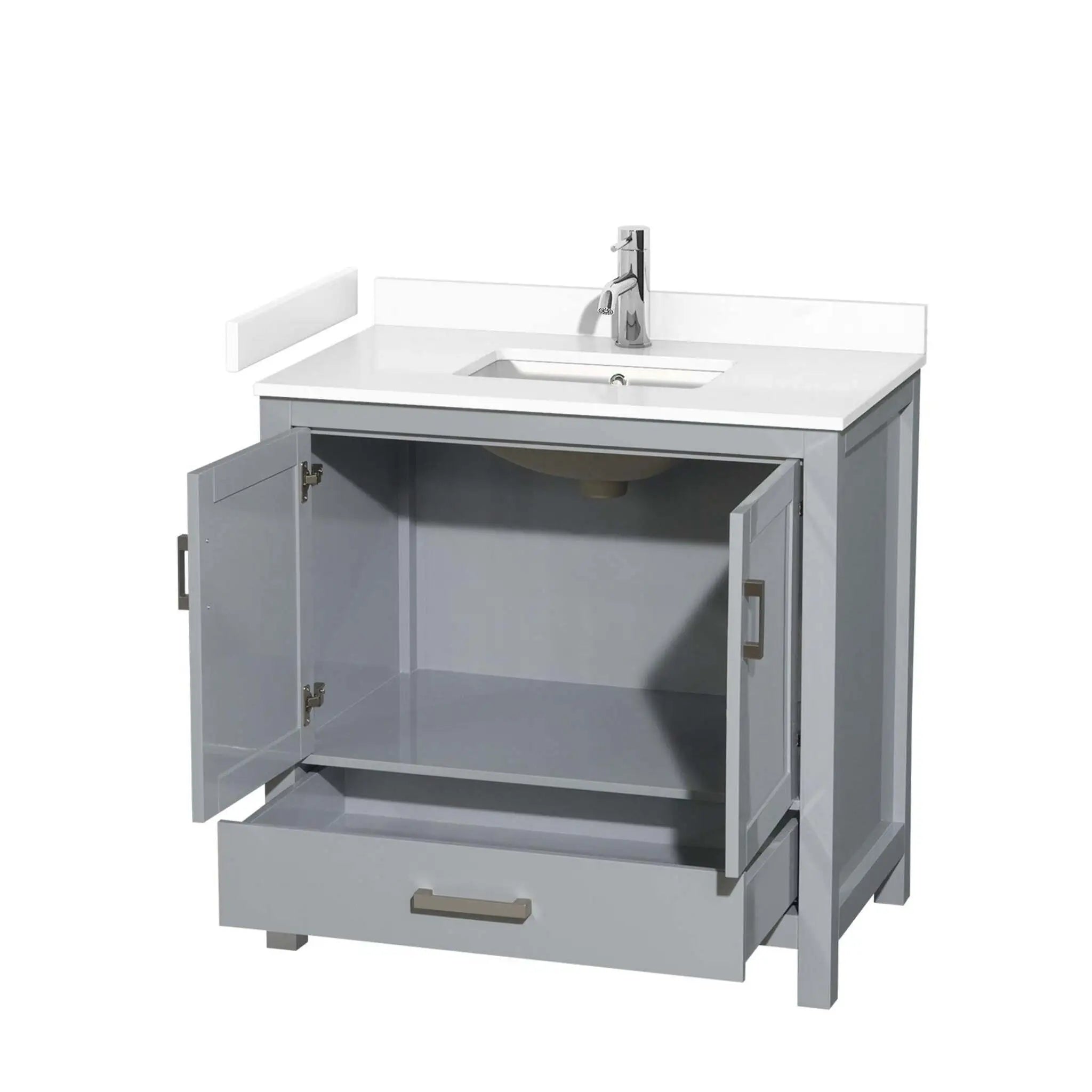 36" Sheffield Single Bathroom Vanity in Gray with Brushed Chrome Trim by Wyndham