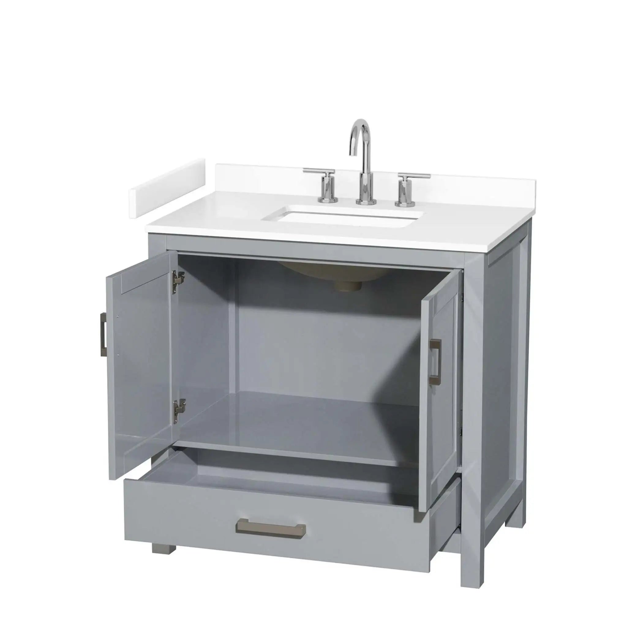 36" Sheffield Single Bathroom Vanity in Gray with Brushed Chrome Trim by Wyndham