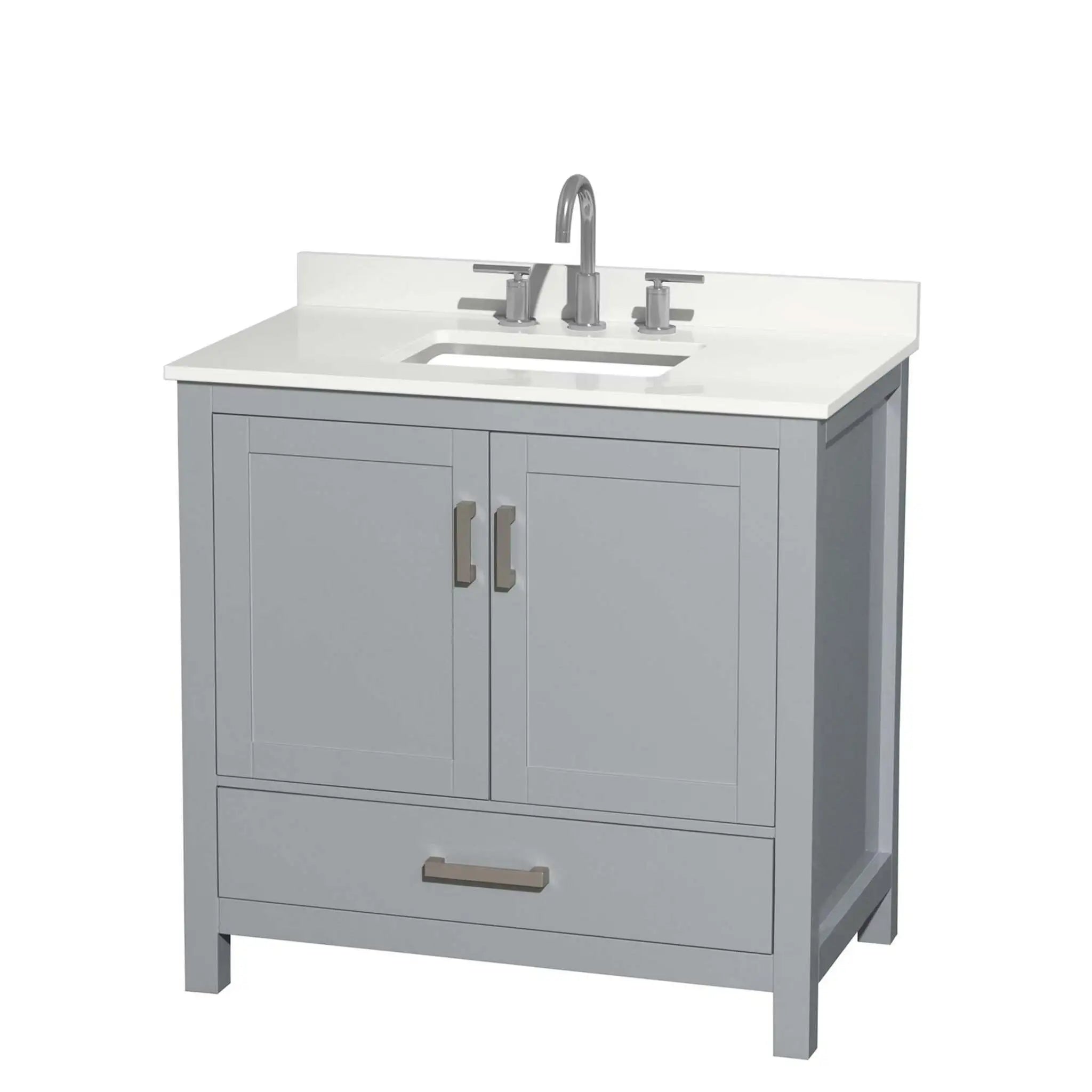 36" Sheffield Single Bathroom Vanity in Gray with Brushed Chrome Trim by Wyndham