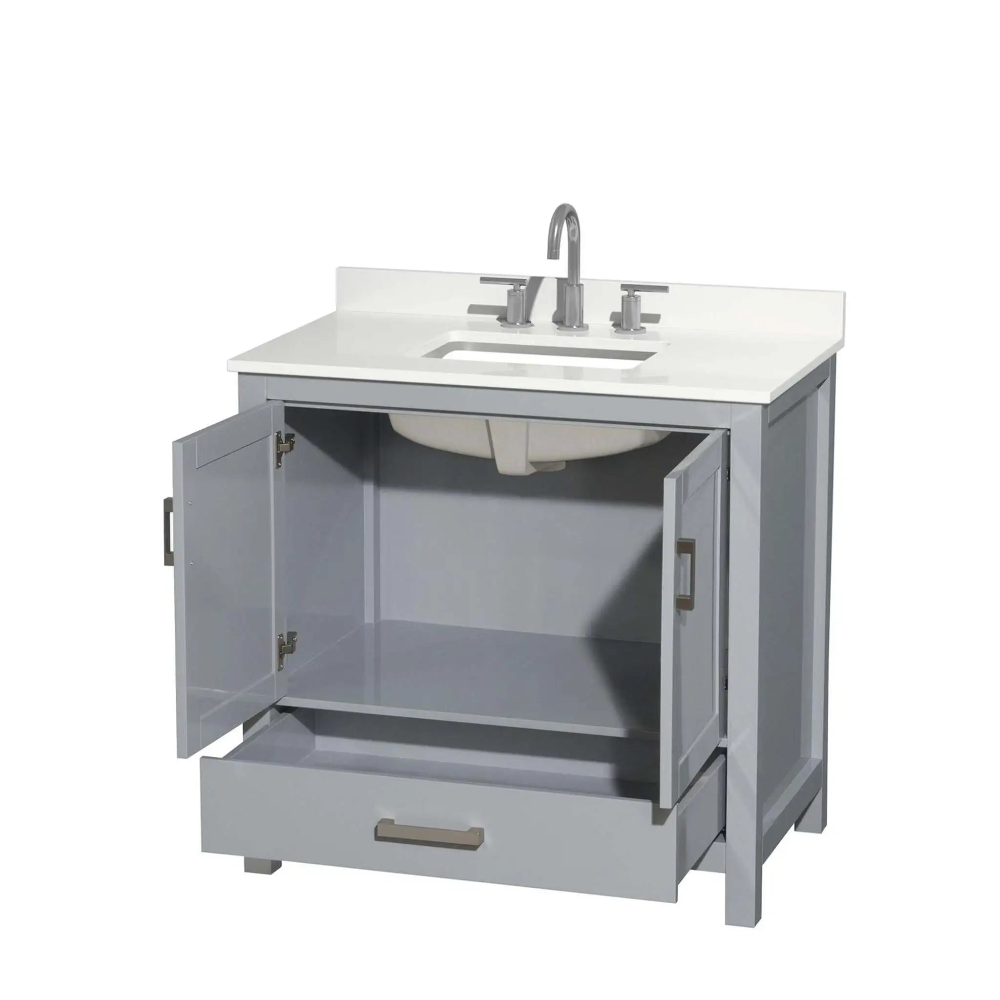 36" Sheffield Single Bathroom Vanity in Gray with Brushed Chrome Trim by Wyndham