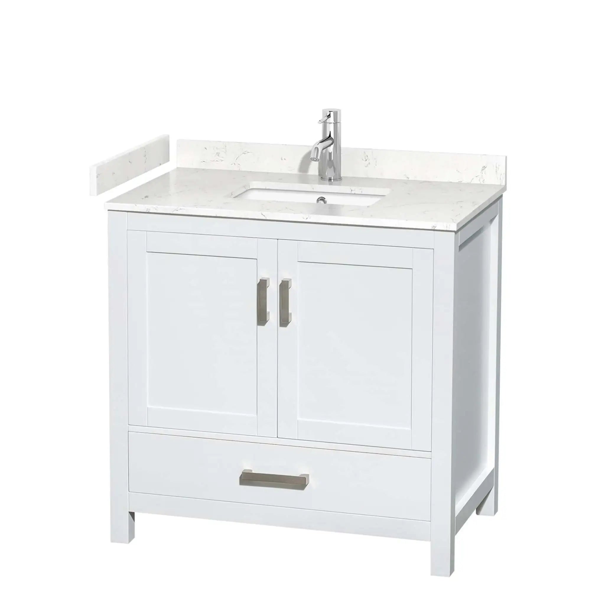 36" Sheffield Single Bathroom Vanity in White with Brushed Chrome Trim by Wyndham