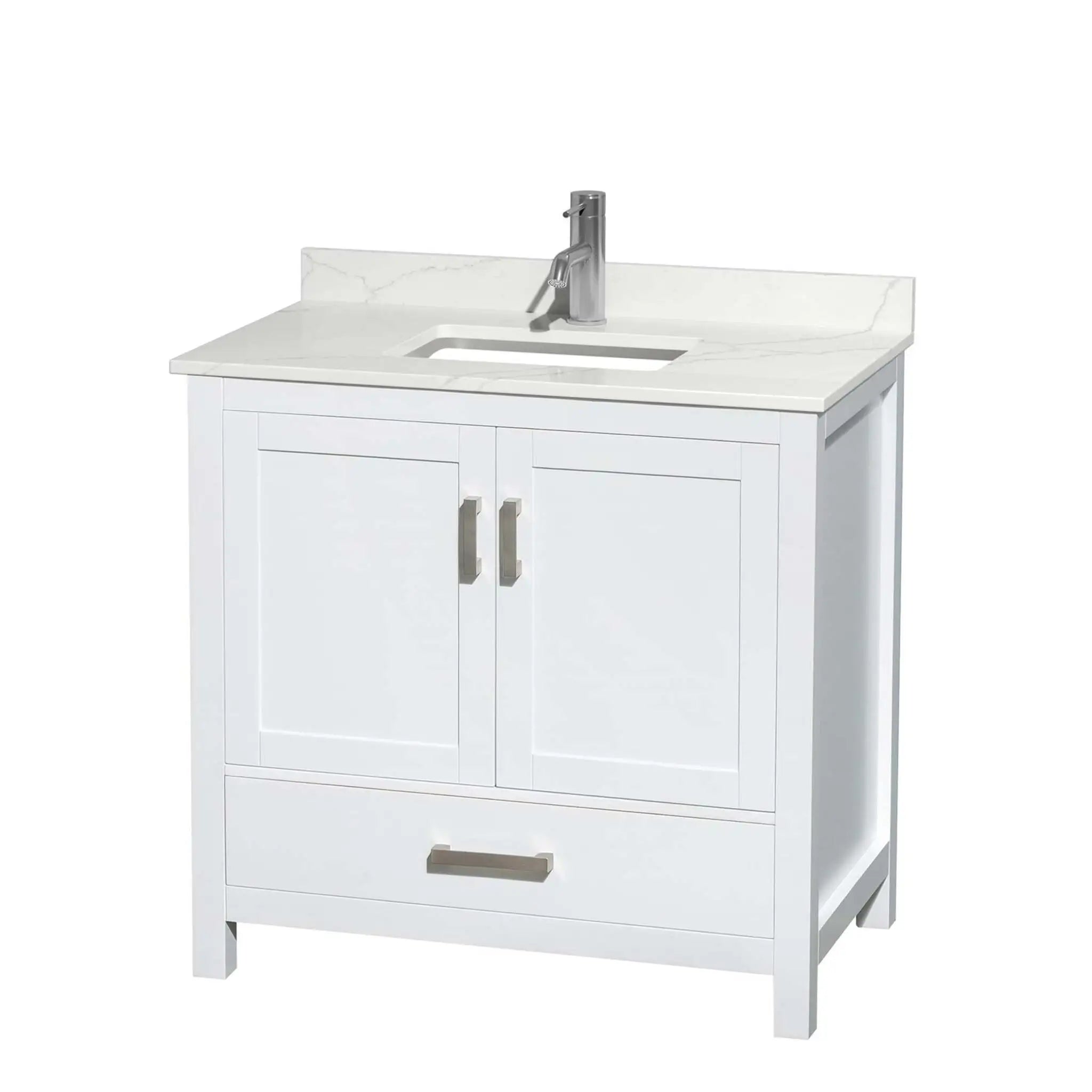 36" Sheffield Single Bathroom Vanity in White with Brushed Chrome Trim by Wyndham