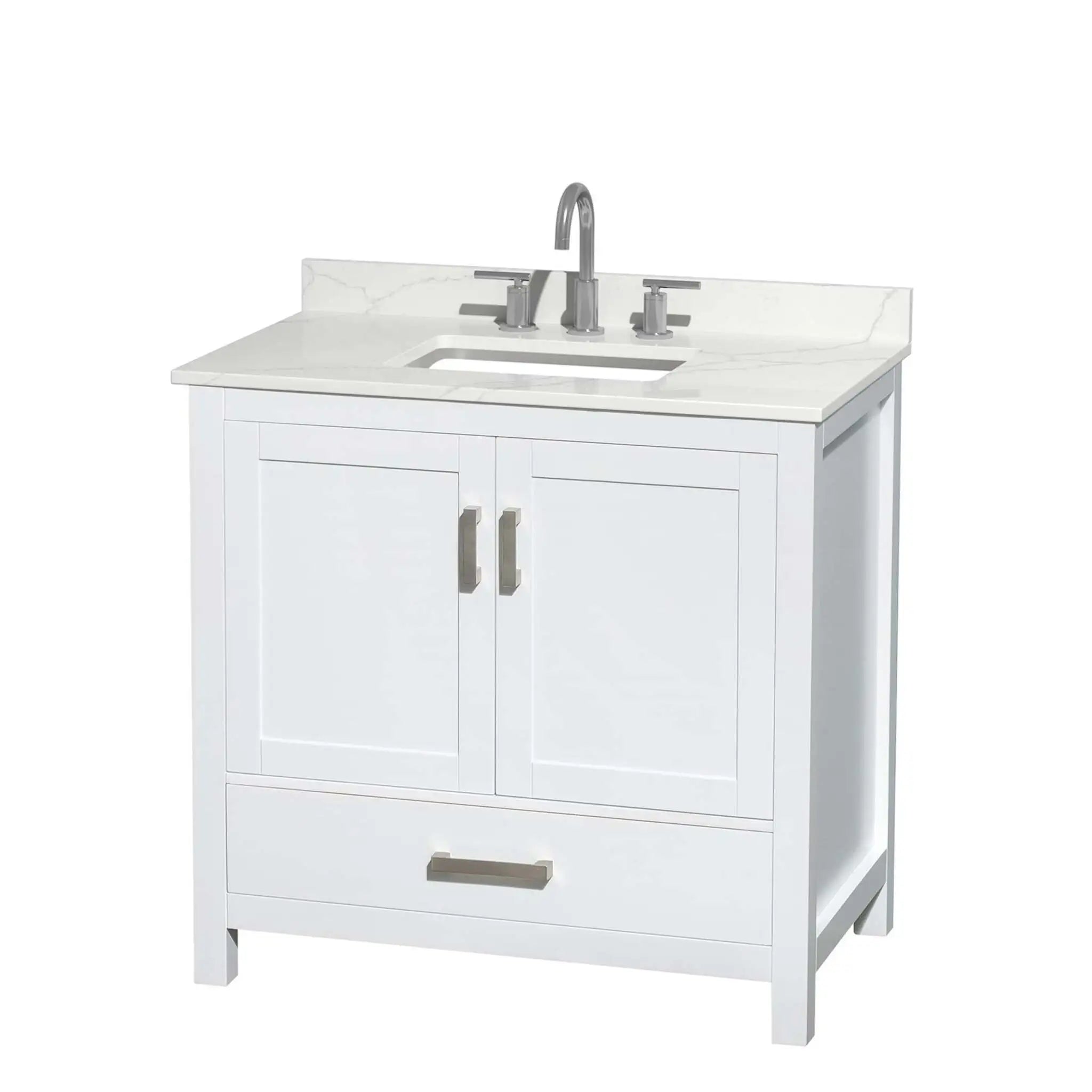 36" Sheffield Single Bathroom Vanity in White with Brushed Chrome Trim by Wyndham
