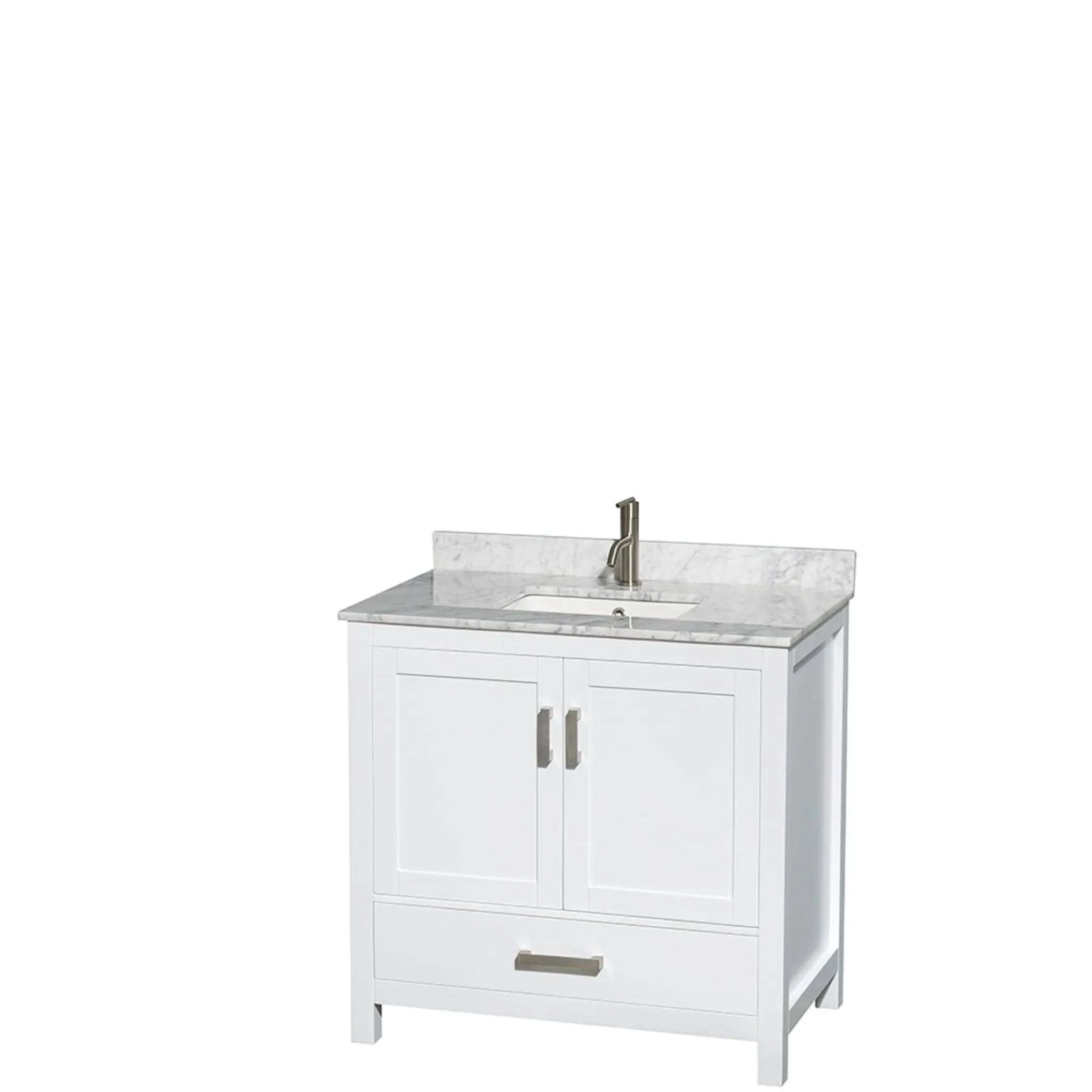 36" Sheffield Single Bathroom Vanity in White with Brushed Chrome Trim & Medicine Cabinet by Wyndham
