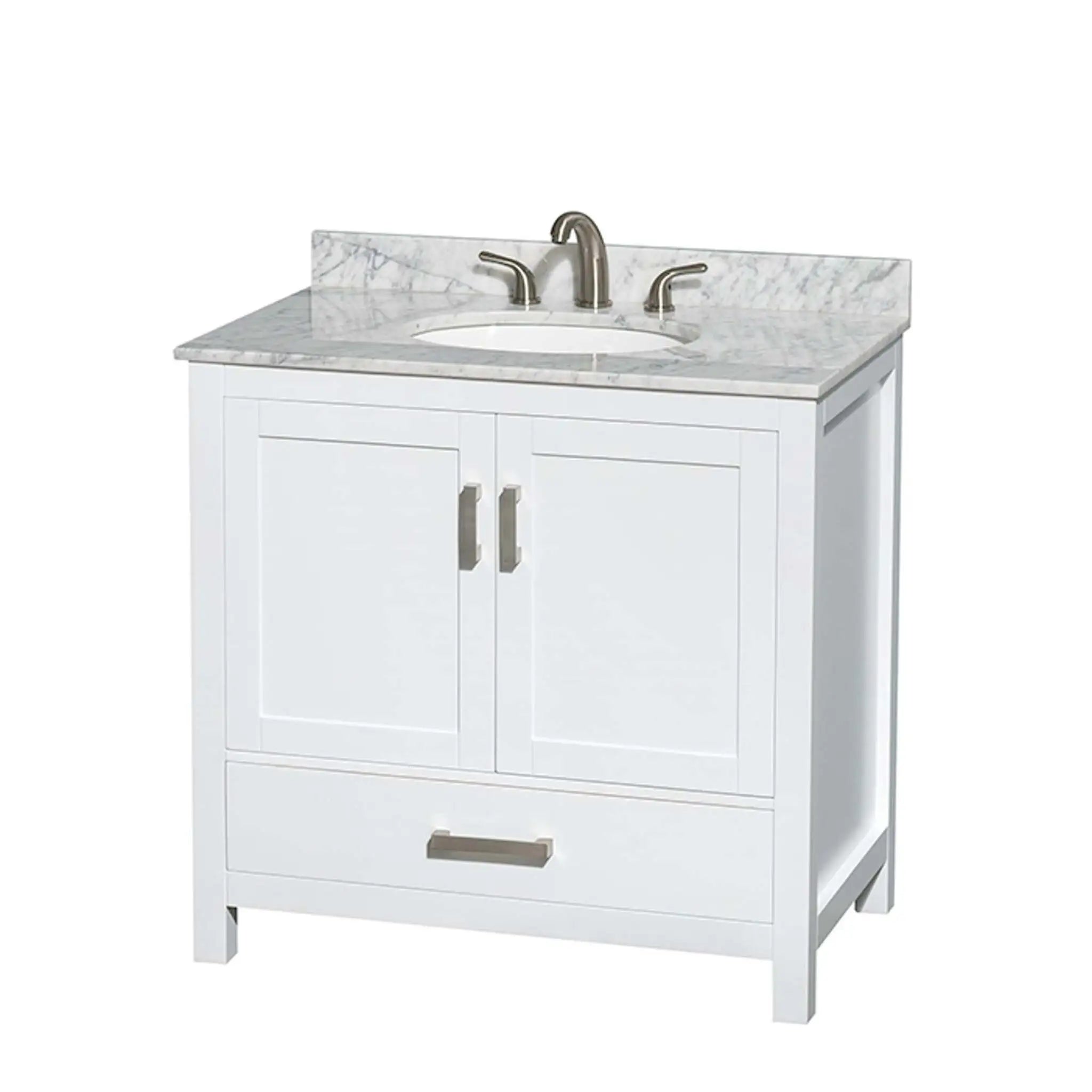 36" Sheffield Single Bathroom Vanity in White with Brushed Chrome Trim by Wyndham