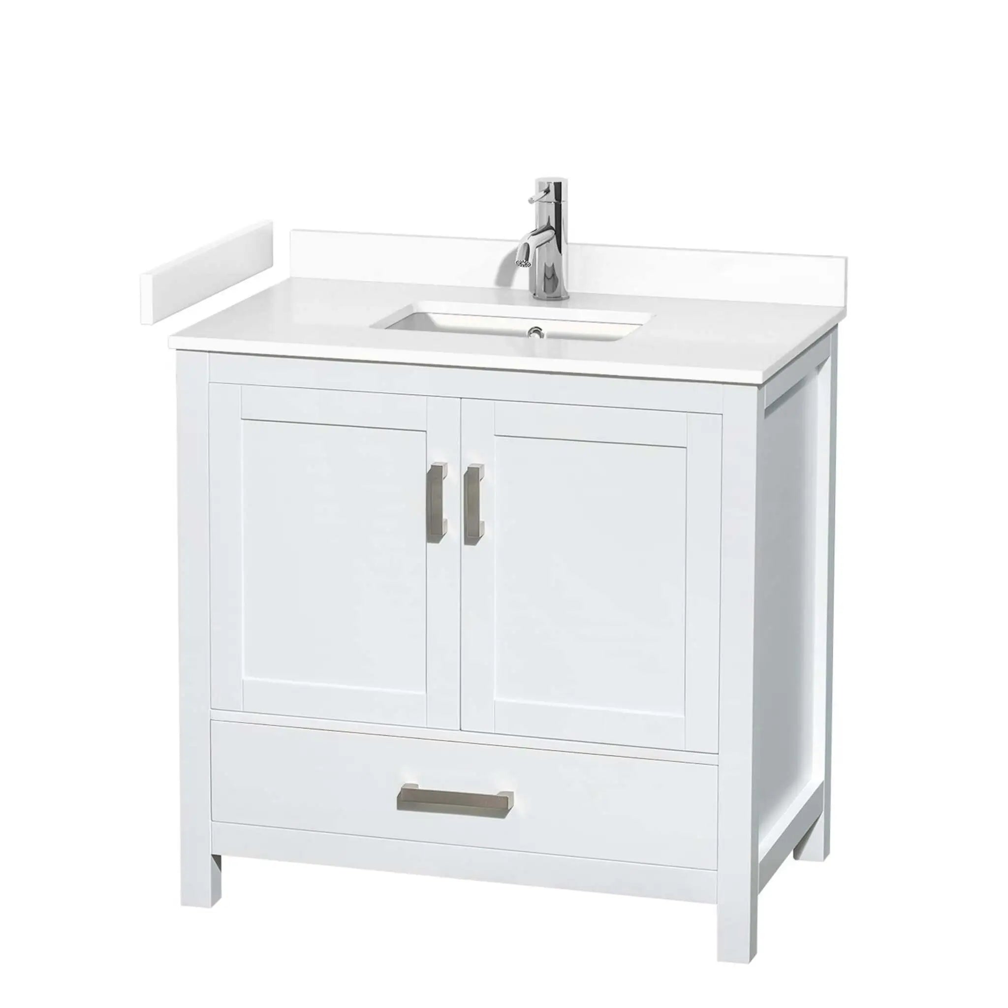 36" Sheffield Single Bathroom Vanity in White with Brushed Chrome Trim by Wyndham