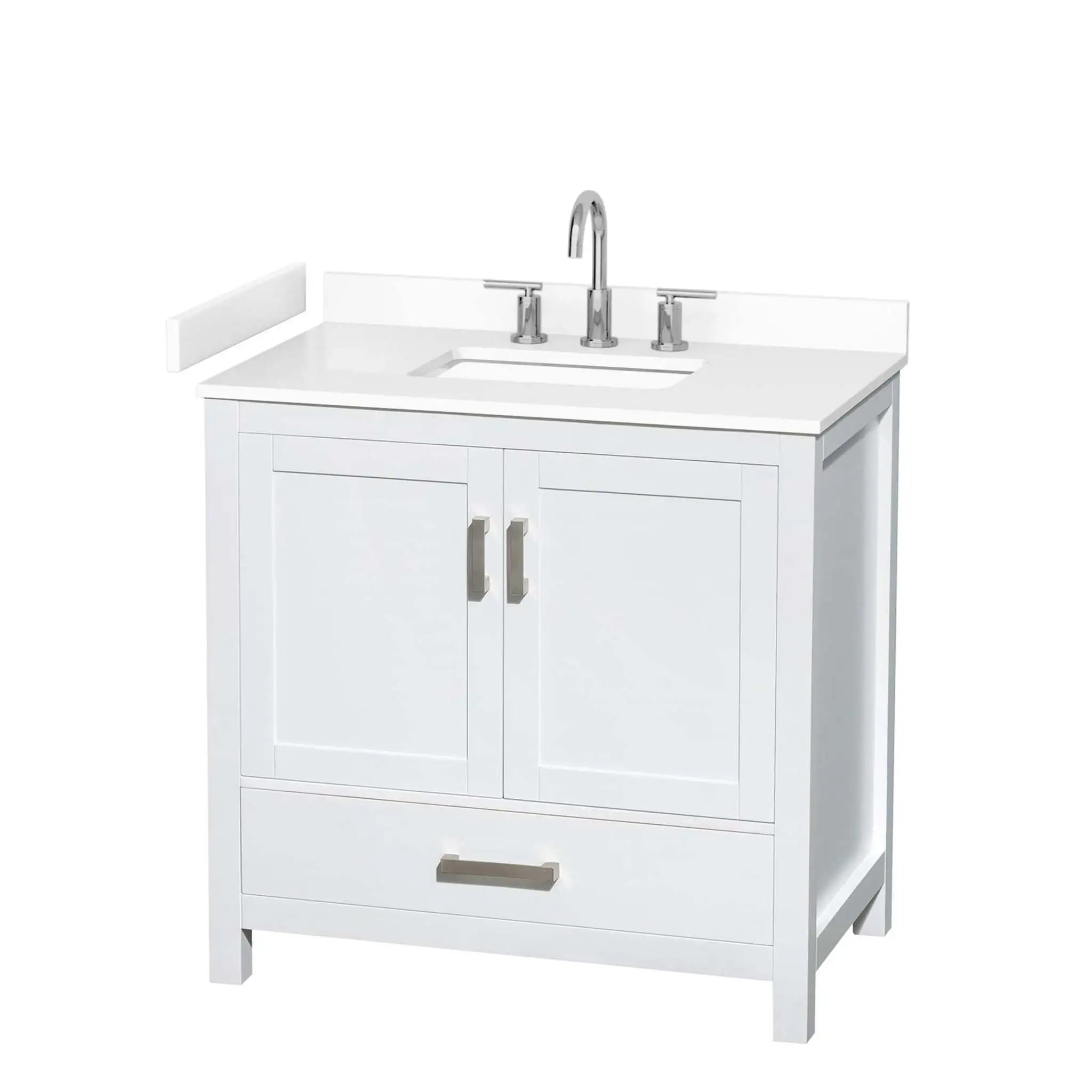36" Sheffield Single Bathroom Vanity in White with Brushed Chrome Trim by Wyndham