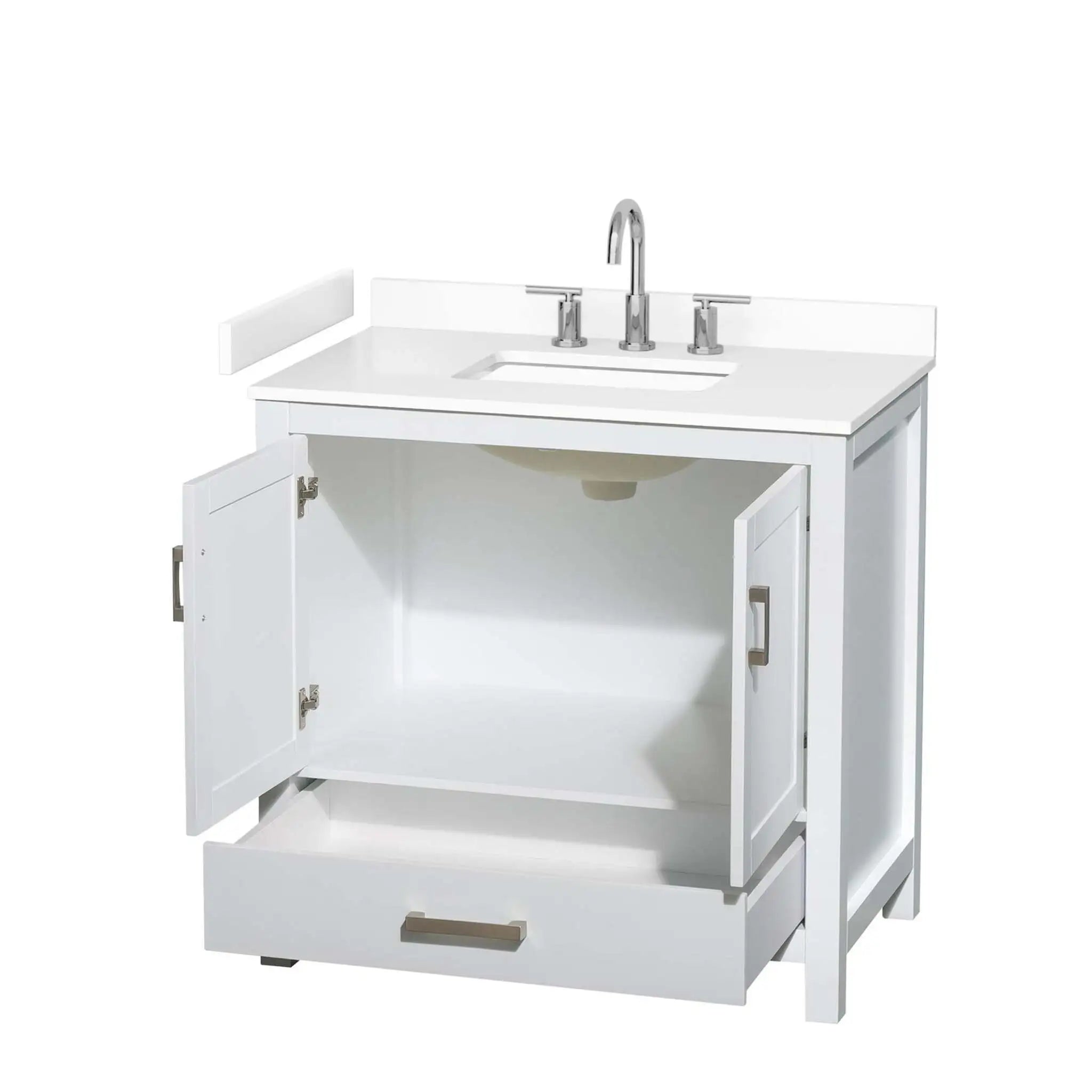36" Sheffield Single Bathroom Vanity in White with Brushed Chrome Trim by Wyndham