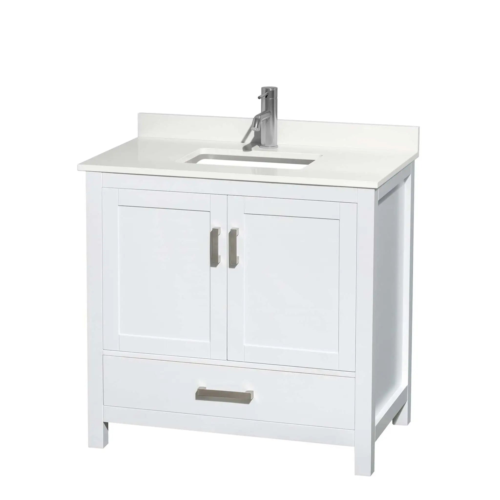 36" Sheffield Single Bathroom Vanity in White with Brushed Chrome Trim by Wyndham