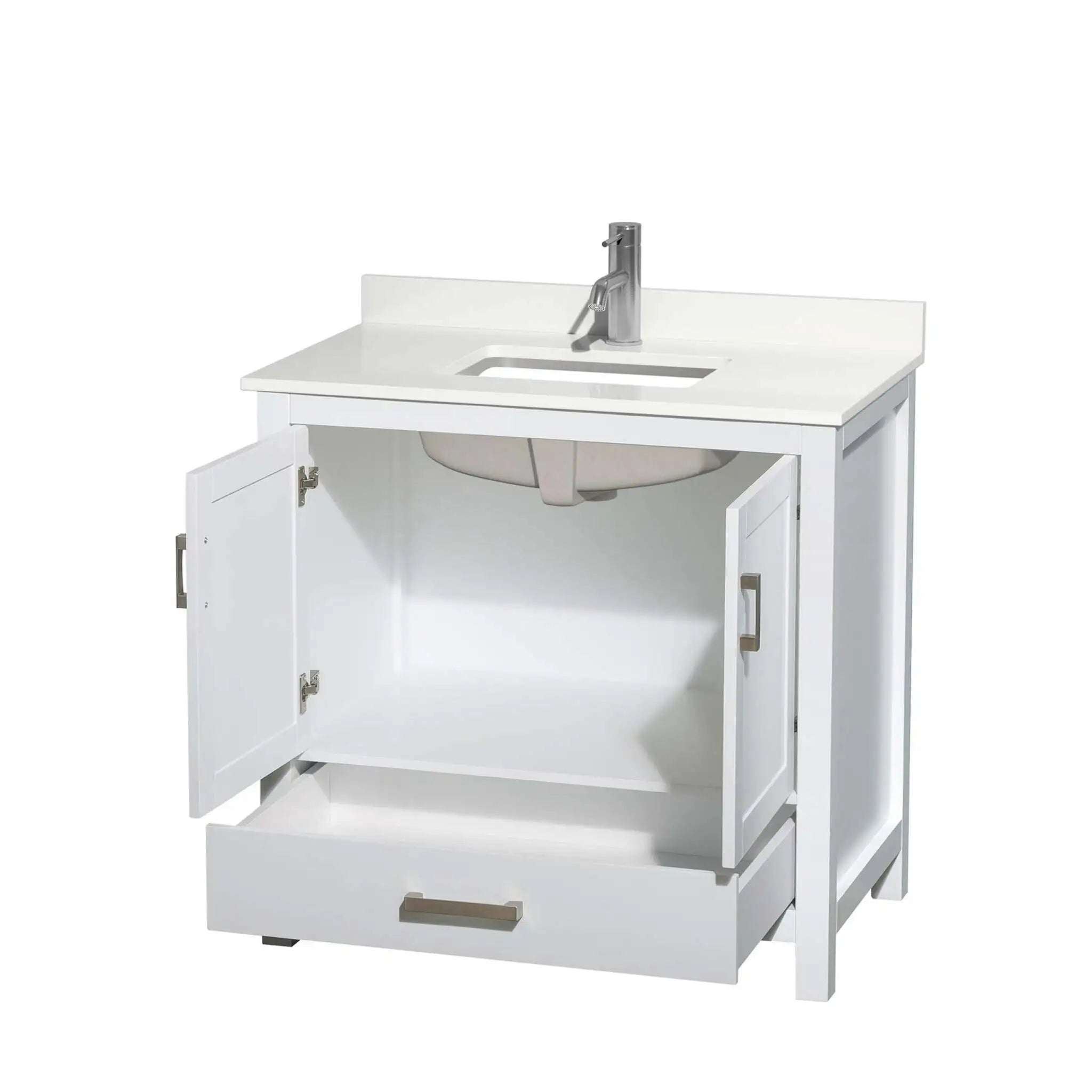 36" Sheffield Single Bathroom Vanity in White with Brushed Chrome Trim by Wyndham