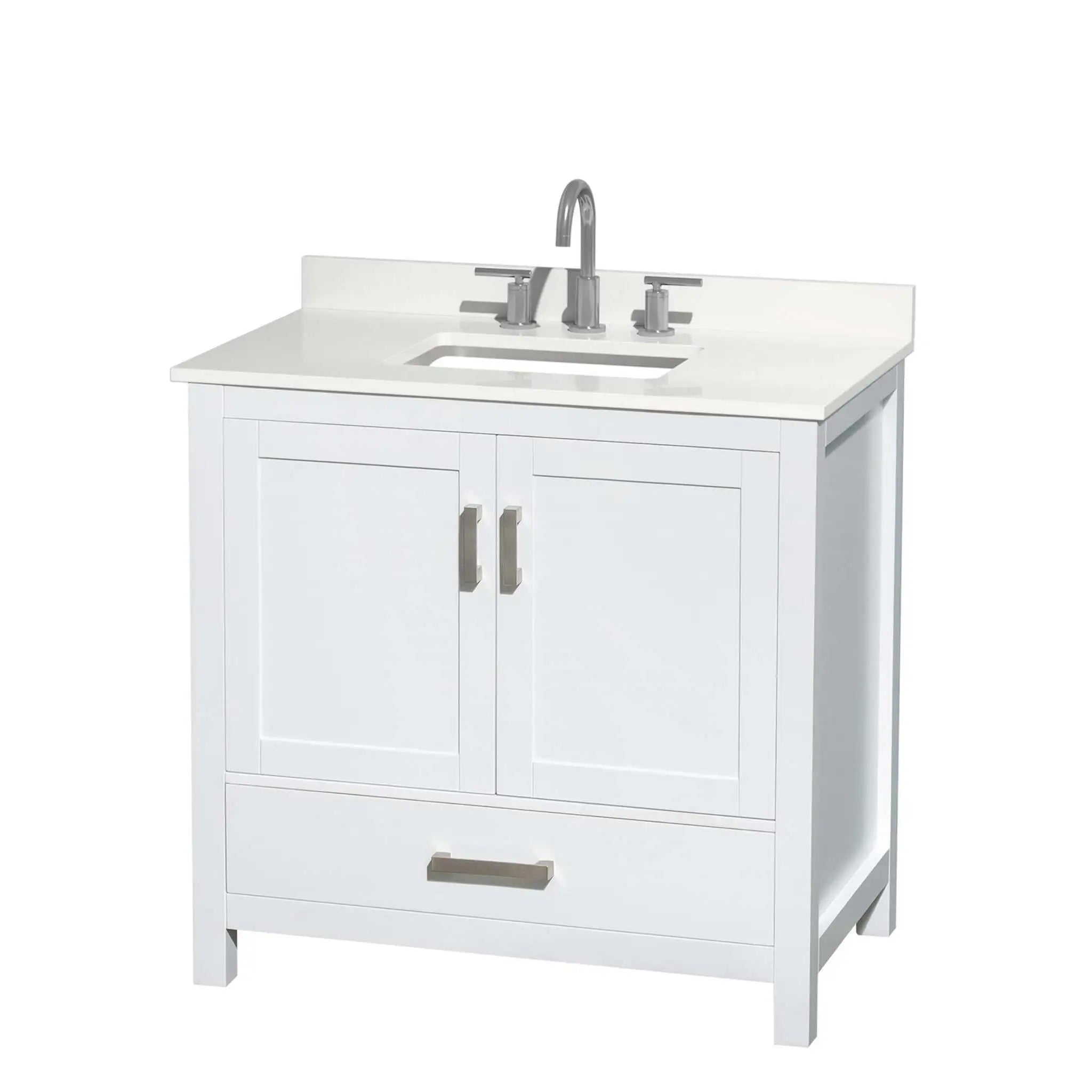 36" Sheffield Single Bathroom Vanity in White with Brushed Chrome Trim by Wyndham