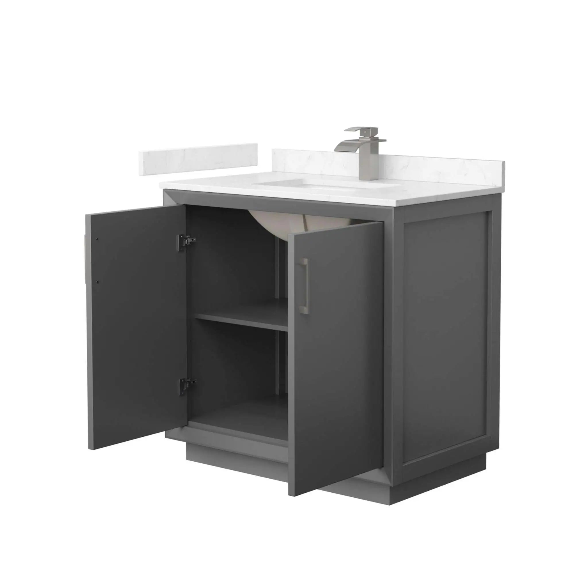 36" Strada Single Bathroom Vanity in Dark Gray with Brushed Nickel Trim by Wyndham