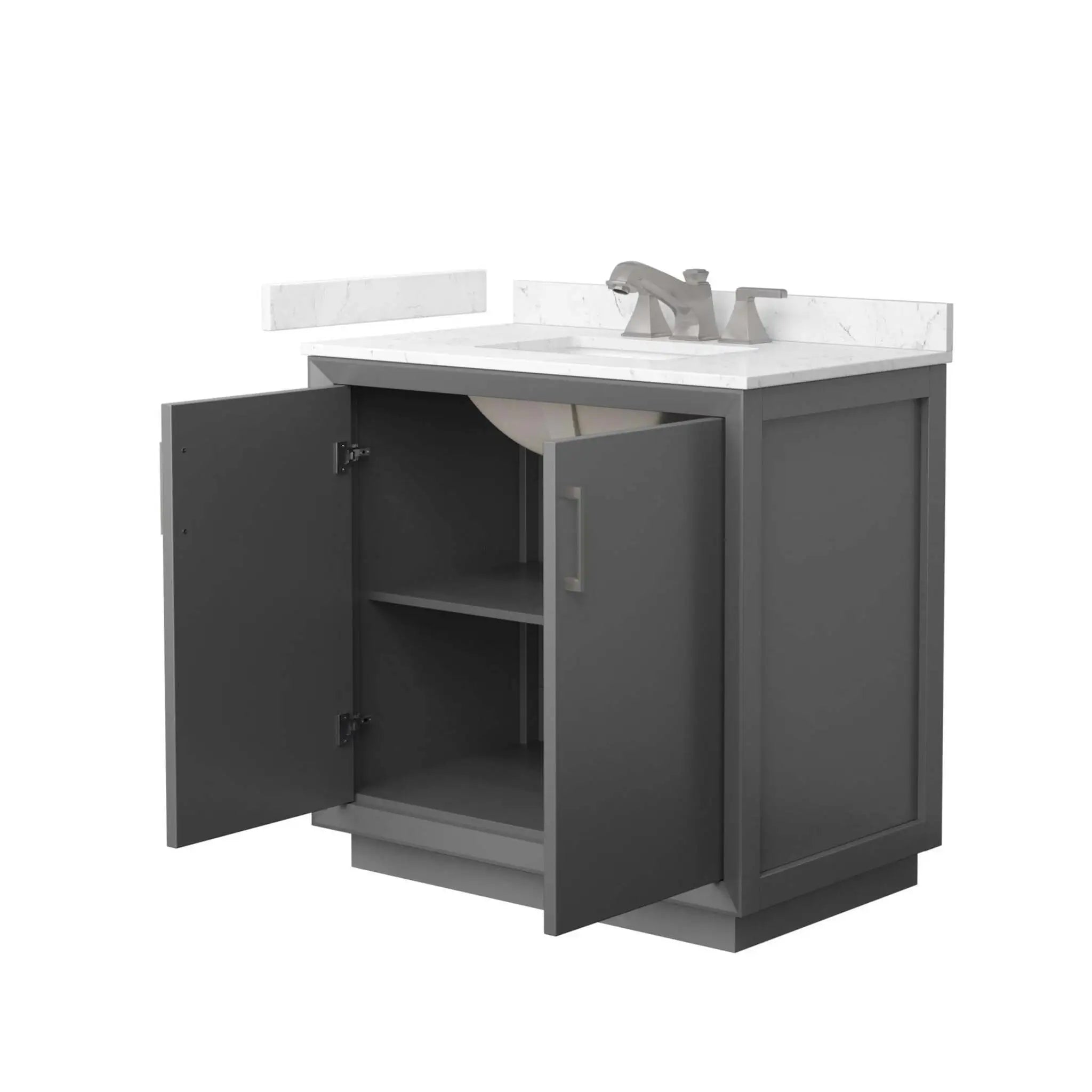 36" Strada Single Bathroom Vanity in Dark Gray with Brushed Nickel Trim by Wyndham