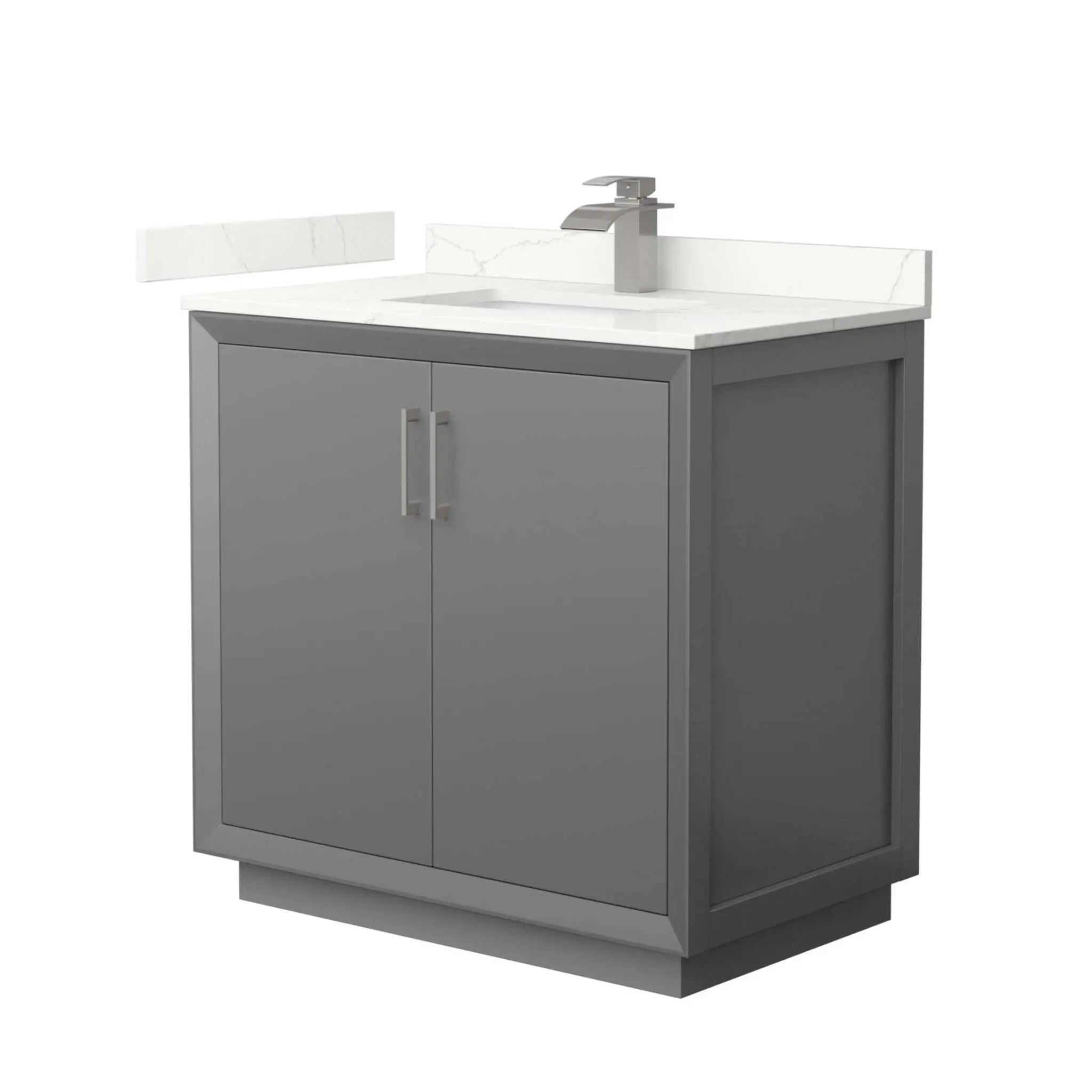 36" Strada Single Bathroom Vanity in Dark Gray with Brushed Nickel Trim by Wyndham