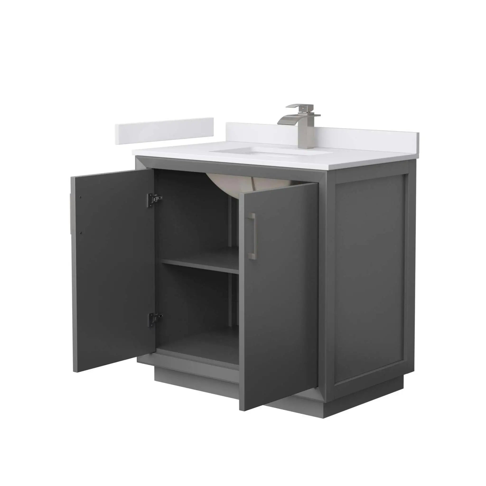 36" Strada Single Bathroom Vanity in Dark Gray with Brushed Nickel Trim by Wyndham