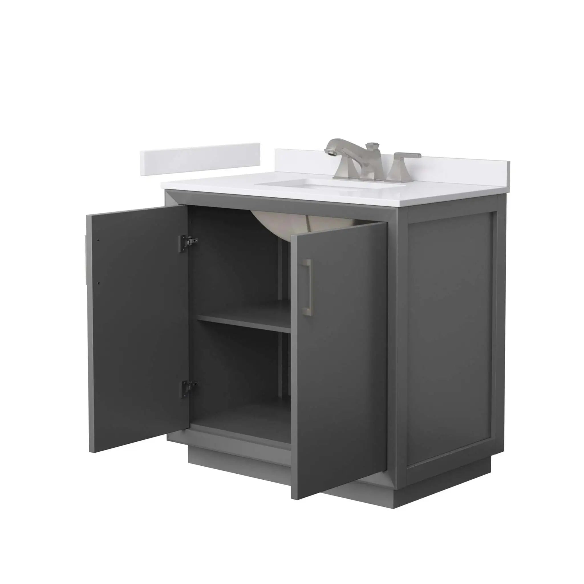 36" Strada Single Bathroom Vanity in Dark Gray with Brushed Nickel Trim by Wyndham