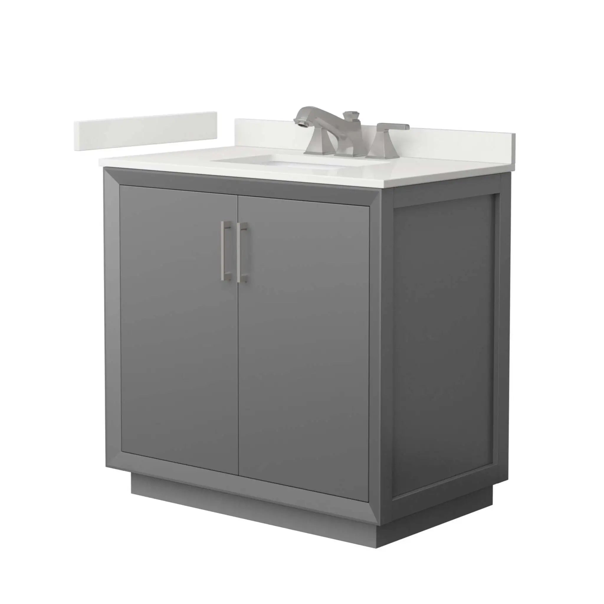 36" Strada Single Bathroom Vanity in Dark Gray with Brushed Nickel Trim by Wyndham