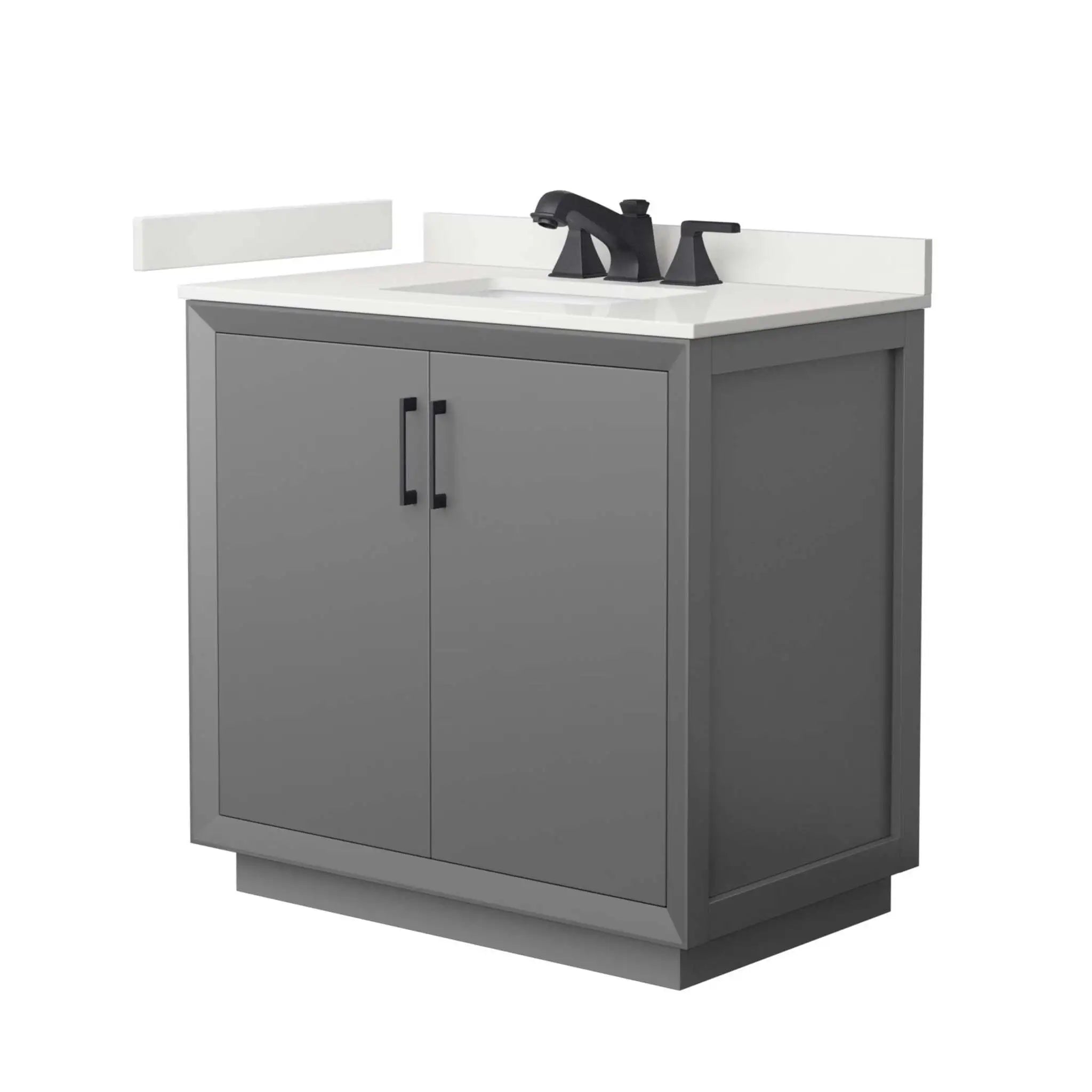 36" Strada Single Bathroom Vanity in Dark Gray with Matte Black Trim by Wyndham