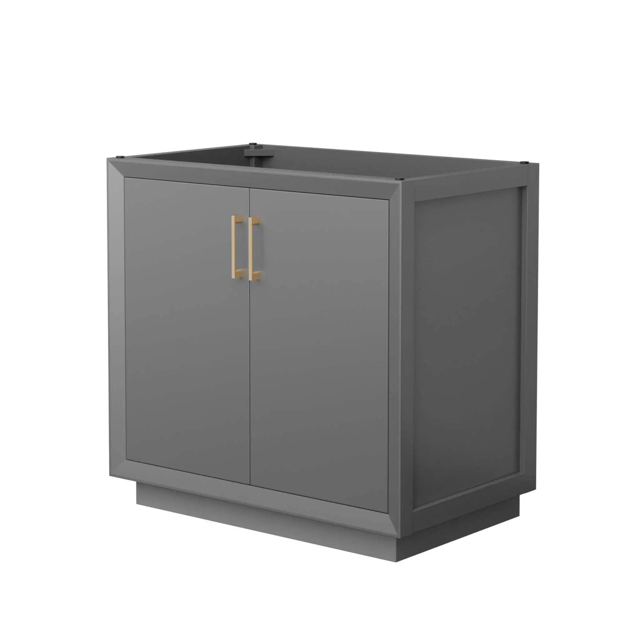 36" Strada Single Bathroom Vanity in Dark Gray with Satin Bronze Trim by Wyndham