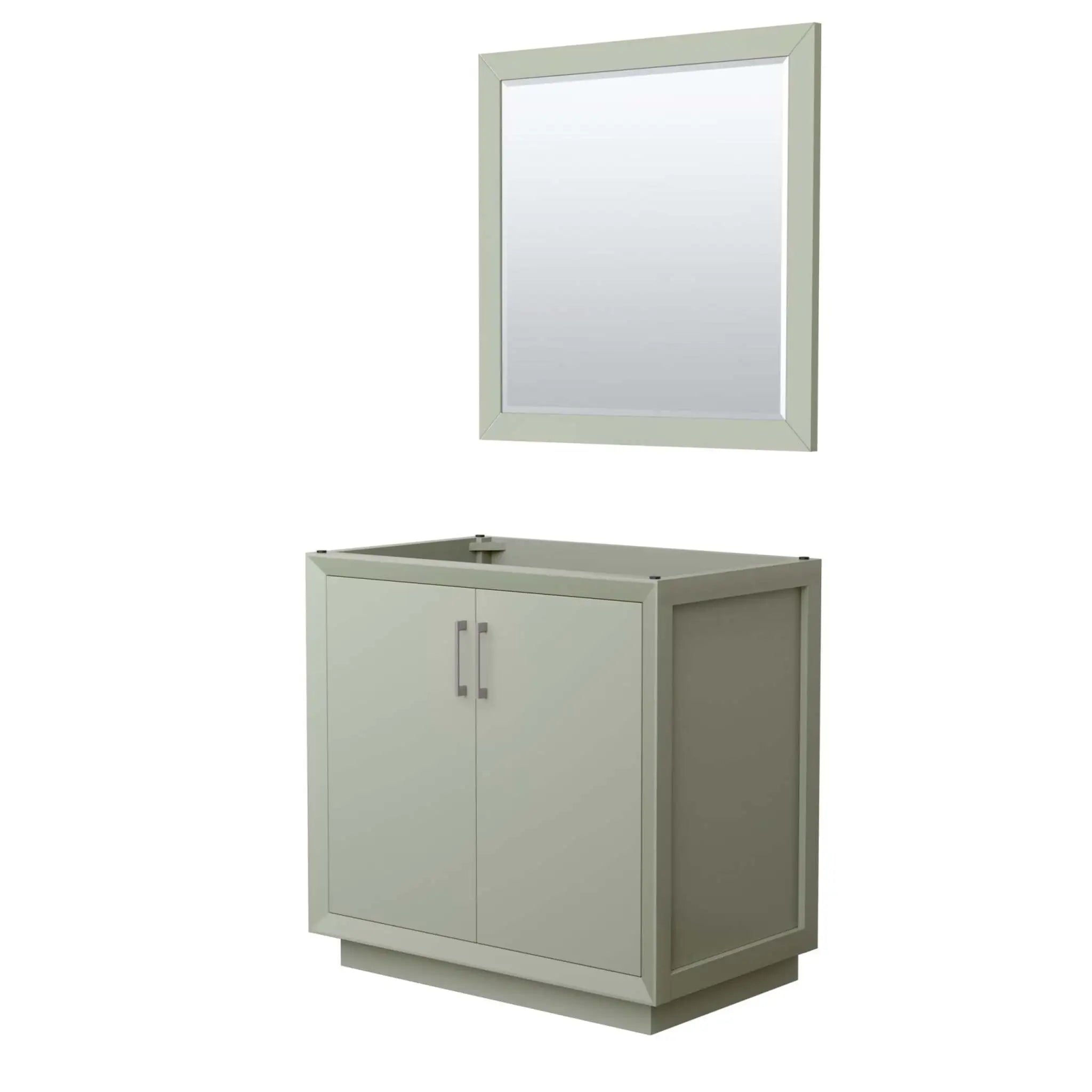 36" Strada Single Bathroom Vanity in Light Green with Brushed Nickel Trim & 34" Mirror by Wyndham