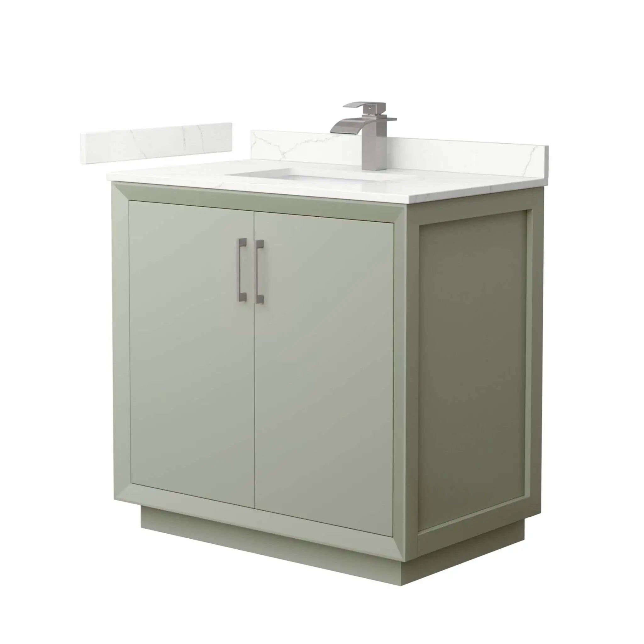 36" Strada Single Bathroom Vanity in Light Green with Brushed Nickel Trim by Wyndham
