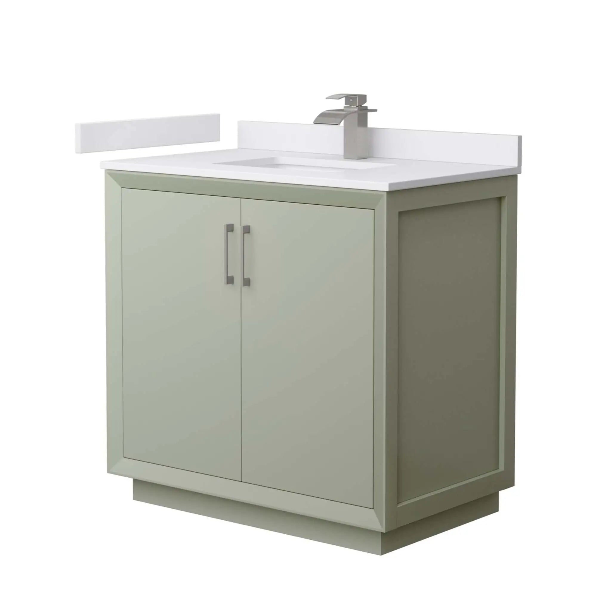 36" Strada Single Bathroom Vanity in Light Green with Brushed Nickel Trim by Wyndham