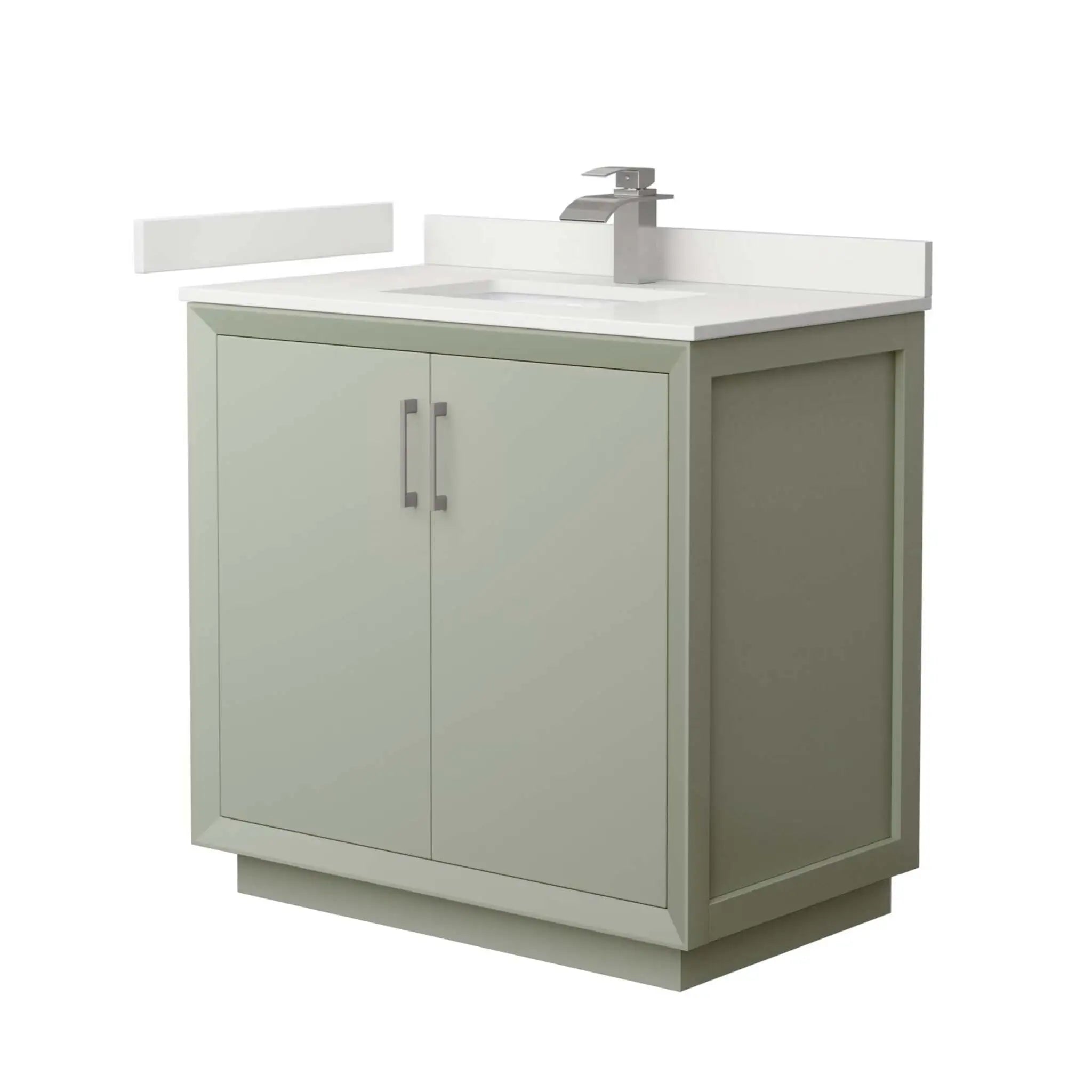 36" Strada Single Bathroom Vanity in Light Green with Brushed Nickel Trim by Wyndham