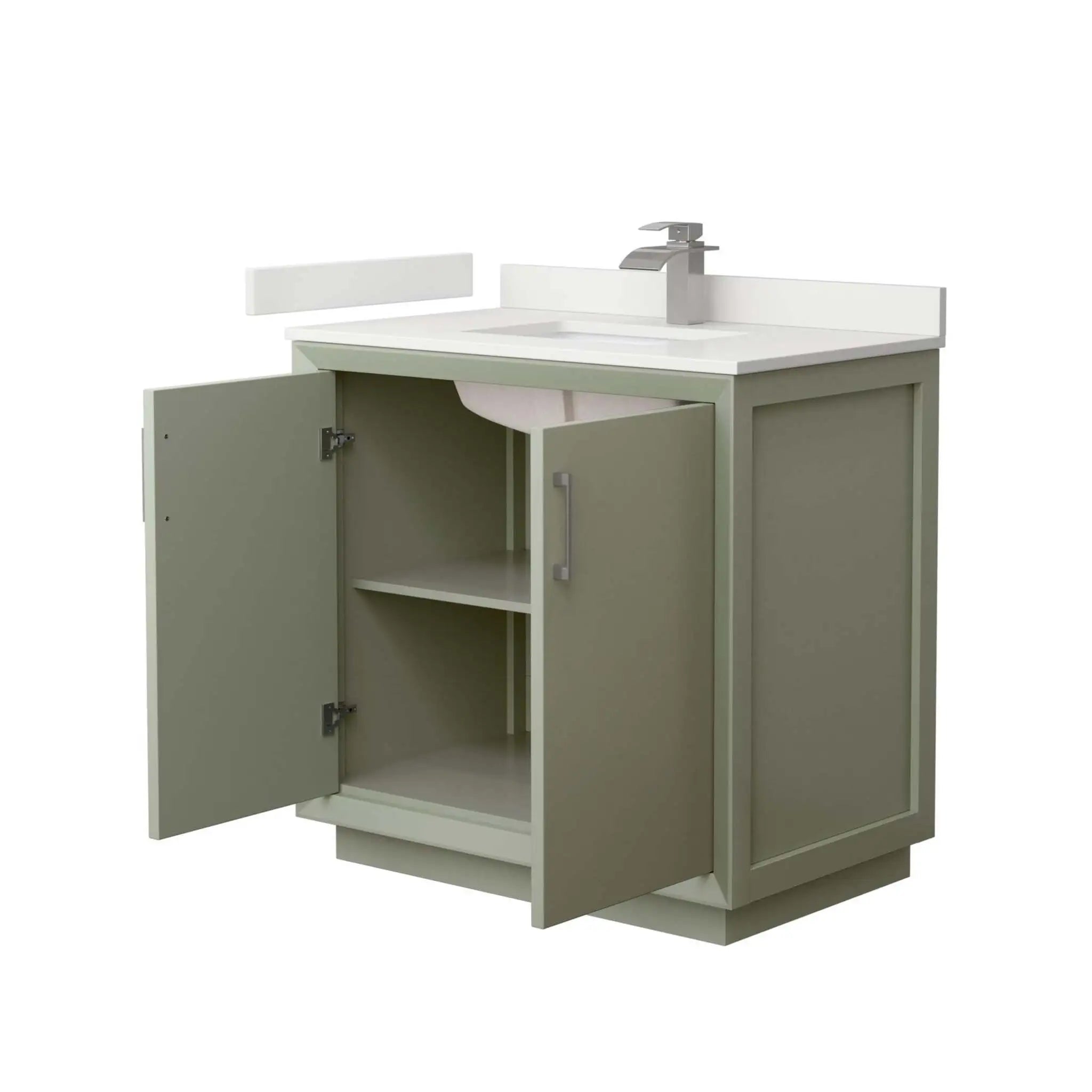 36" Strada Single Bathroom Vanity in Light Green with Brushed Nickel Trim by Wyndham